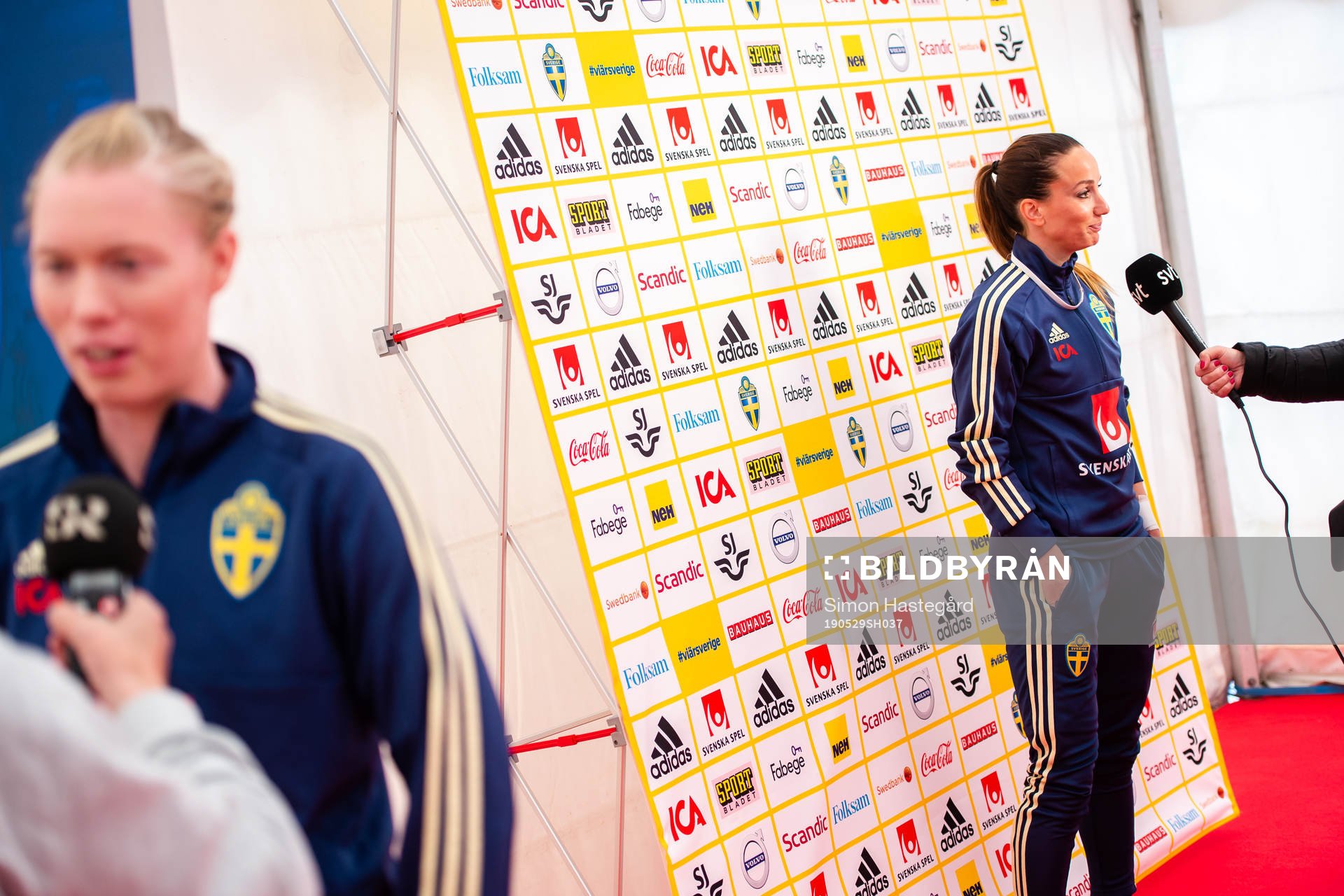 Goalkeeper Hedvig Lindahl and Kosovare Asllani of Swedish