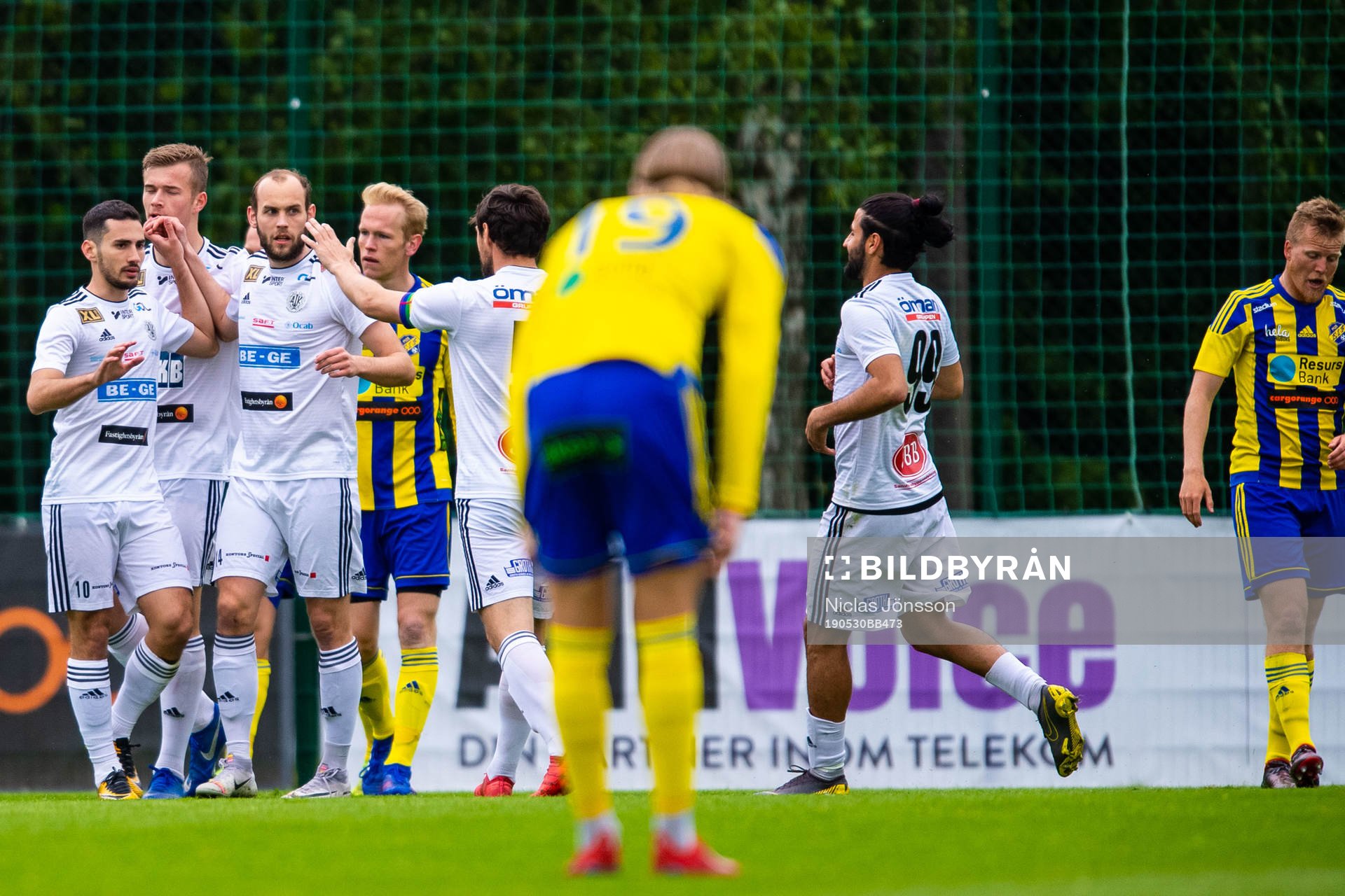 Oskarshamns Christopher Christensson gör 0-1 under fotbollsmatchen i Division 1 södra mellan Eskilsminne och Oskarshamn den 30 maj 2019 i Helsingborg.