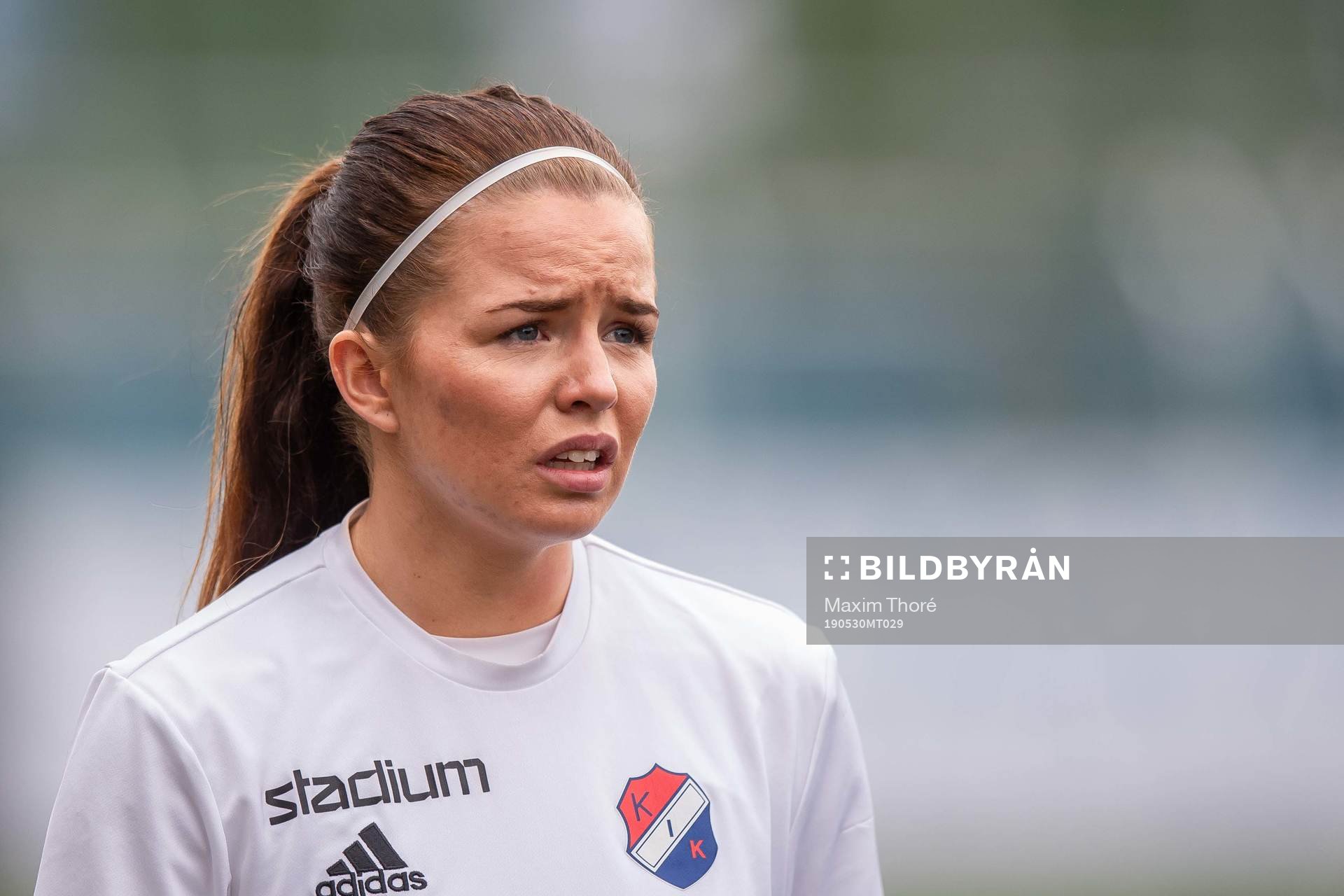 Kvarnsvedens Anna Björklund inför fotbollsmatchen i Elitettan mellan AIK och Kvarnseden den 30 maj 2019 i Stockholm.
