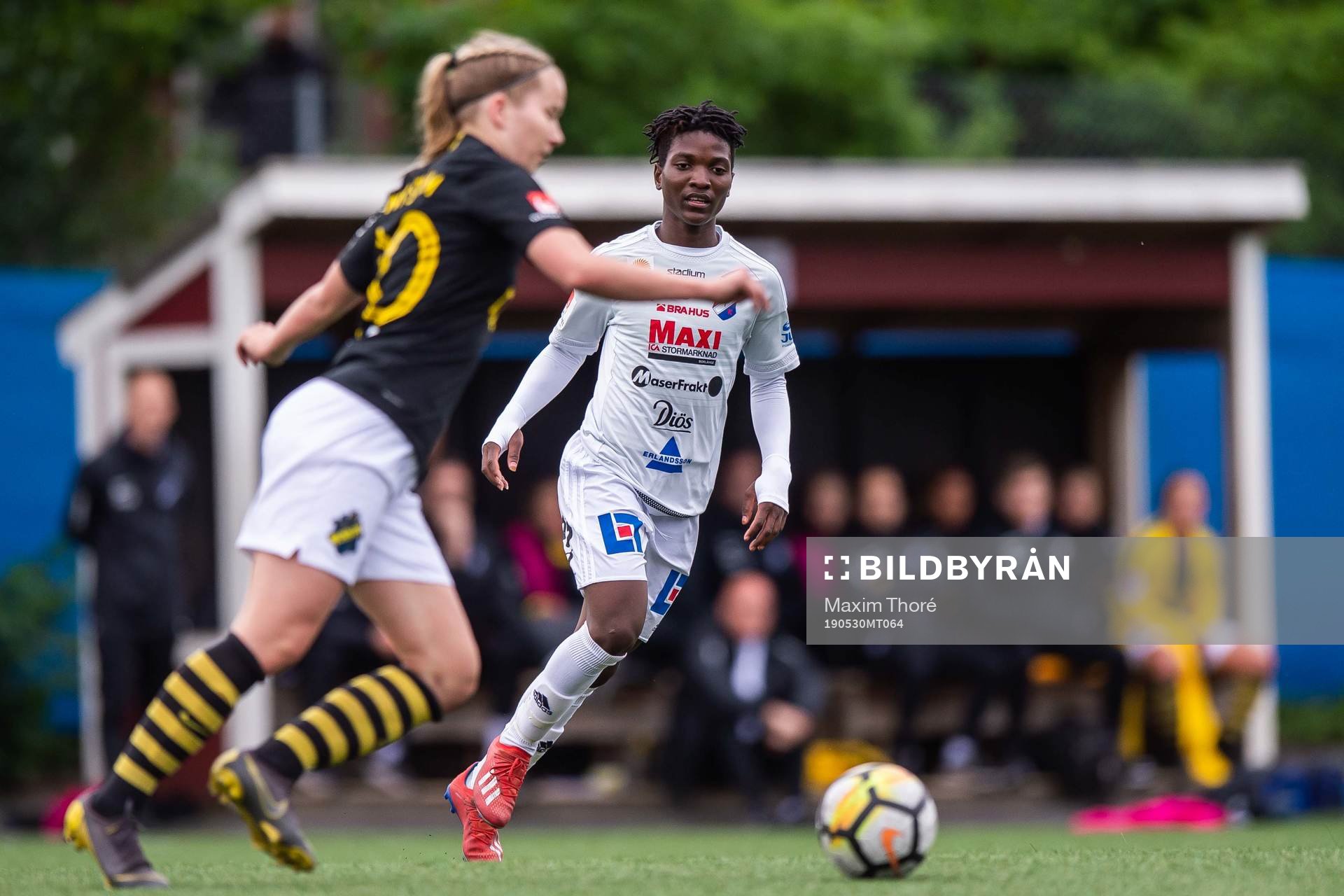 Kvarnsvedens Temwa Chawinga under fotbollsmatchen i Elitettan mellan AIK och Kvarnseden den 30 maj 2019 i Stockholm.