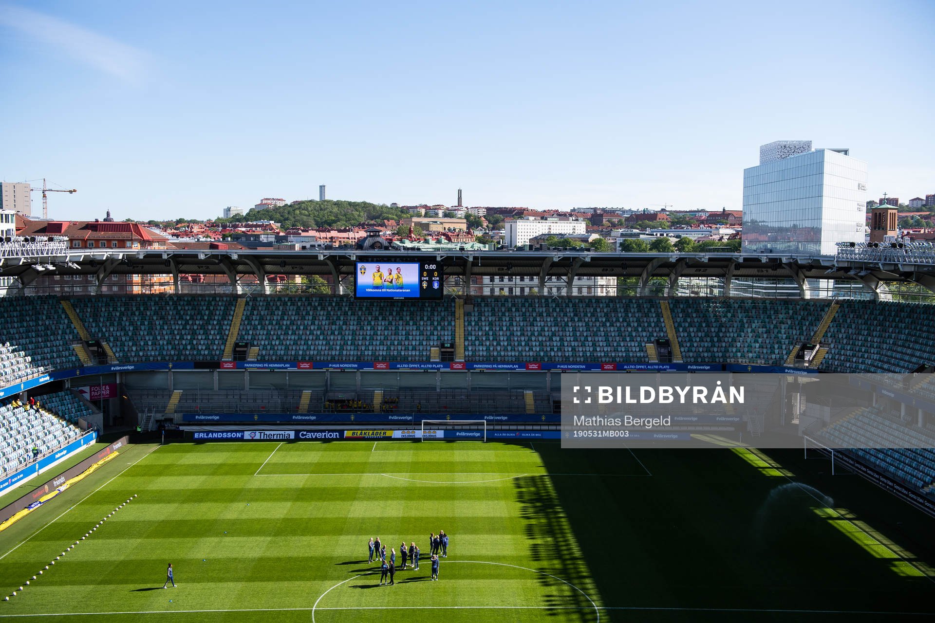 General view of arena Gamla Ullevi with players of Sweden