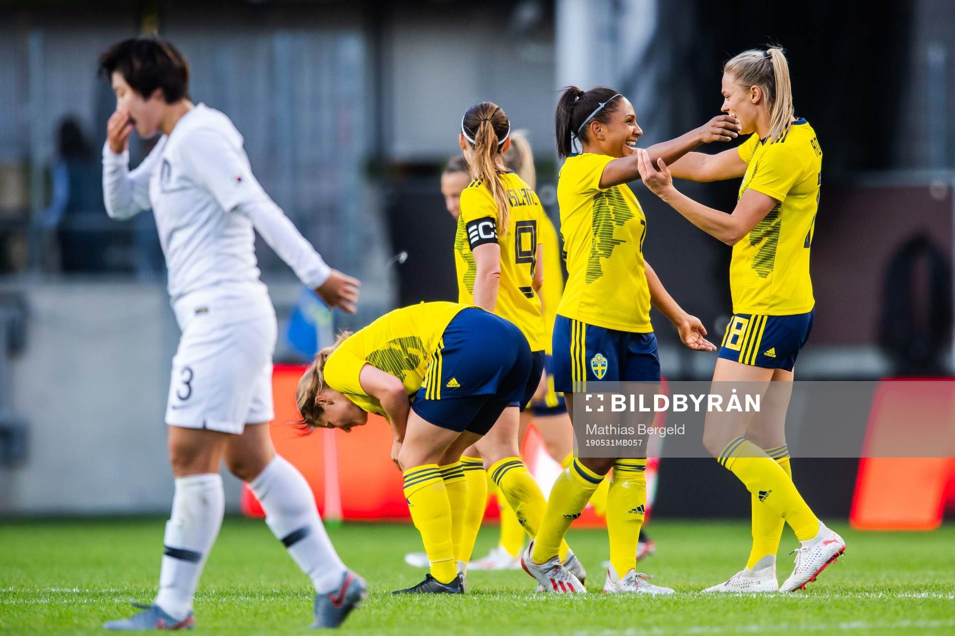 Madelen Janogy and Fridolina Rolfö of Sweden celebrate