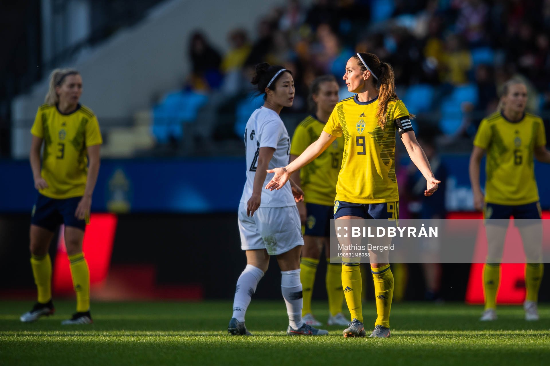 Kosovare Asllani of Sweden reacts