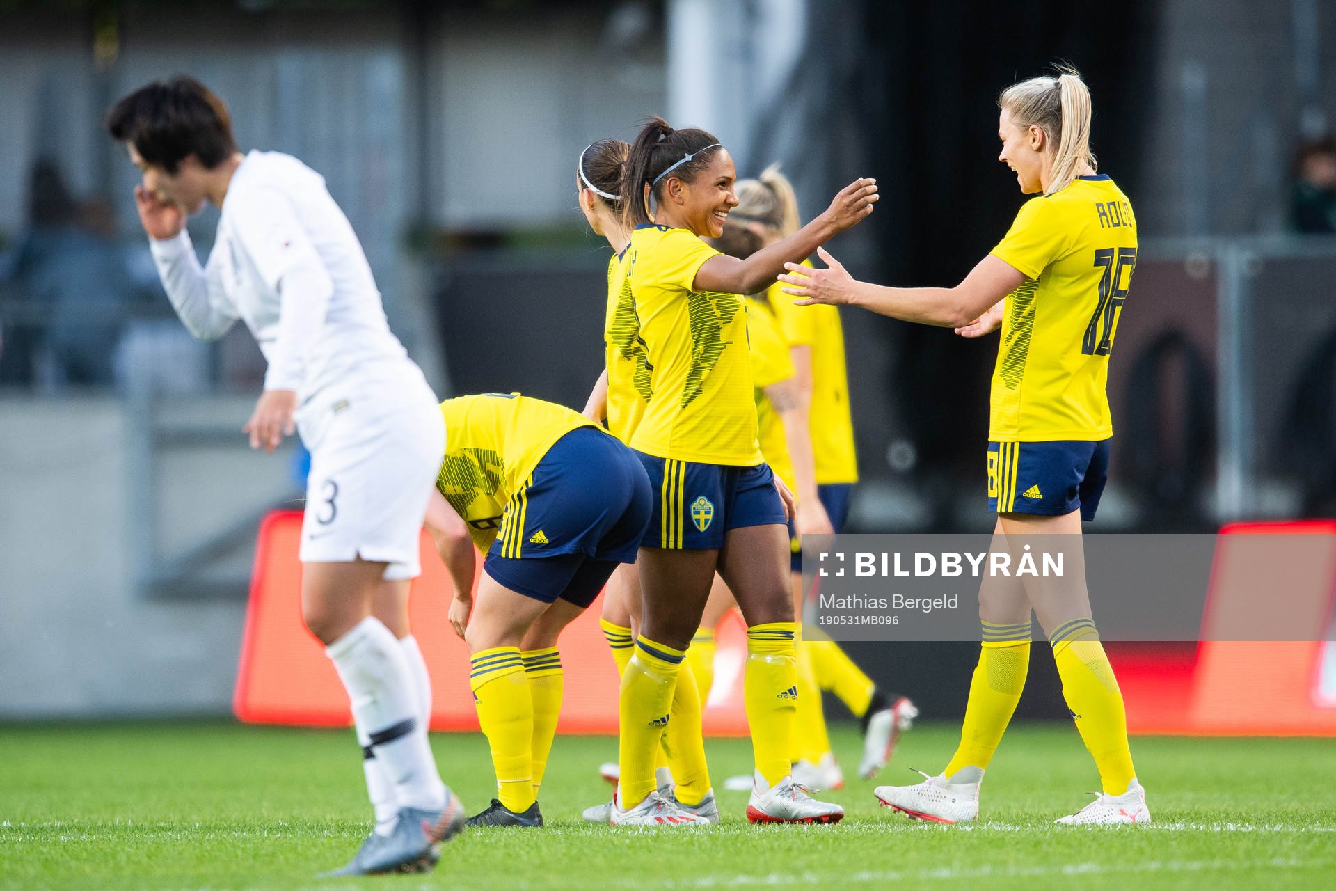 Madelen Janogy and Fridolina Rolfö celebrate