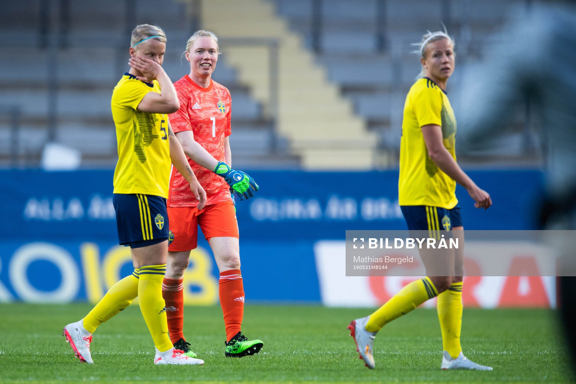 Nilla Fischer, goalkeeper Hedvig Lindahl and Hanna Glas of