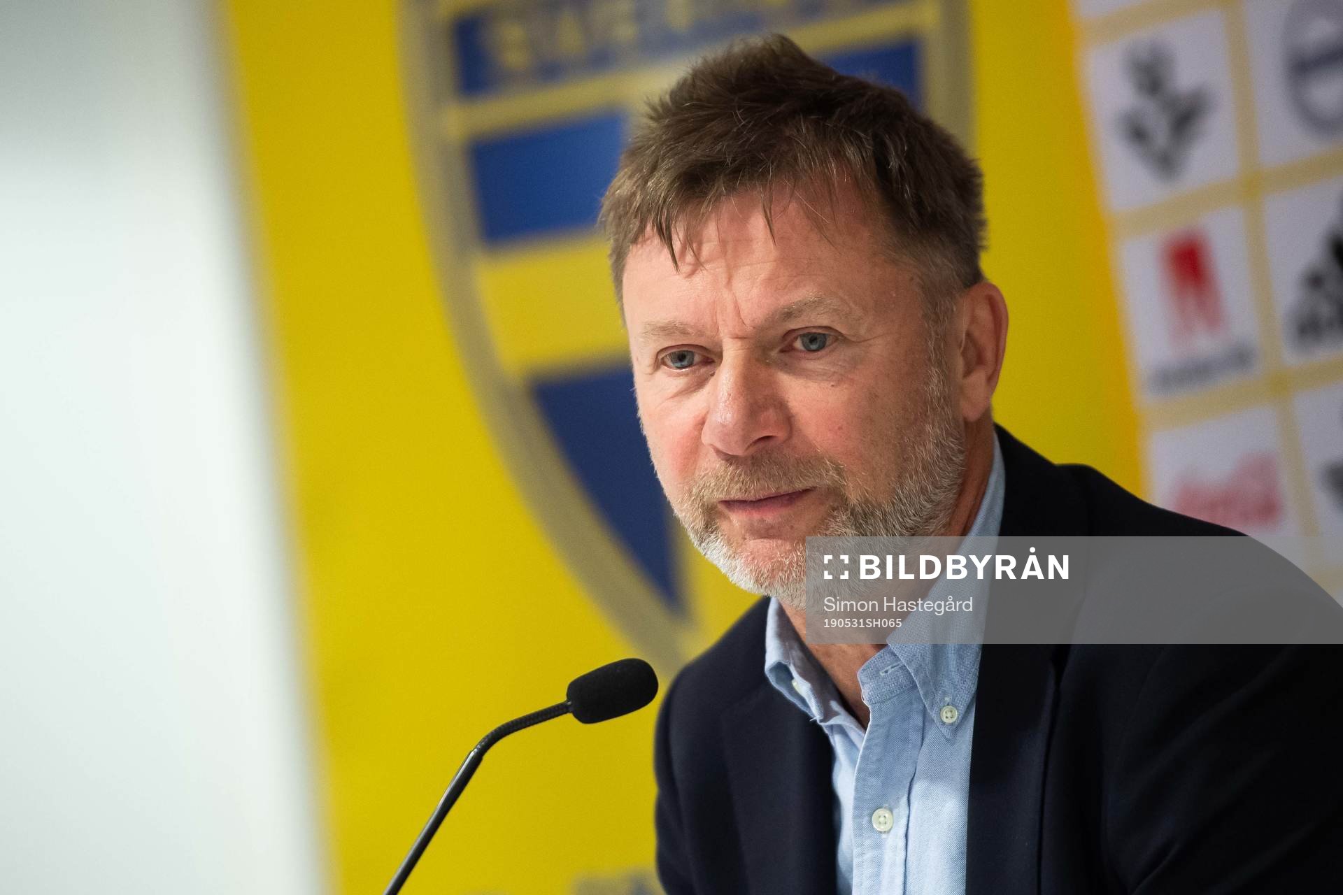 Peter Gerhardsson, Head coach of Sweden at a press