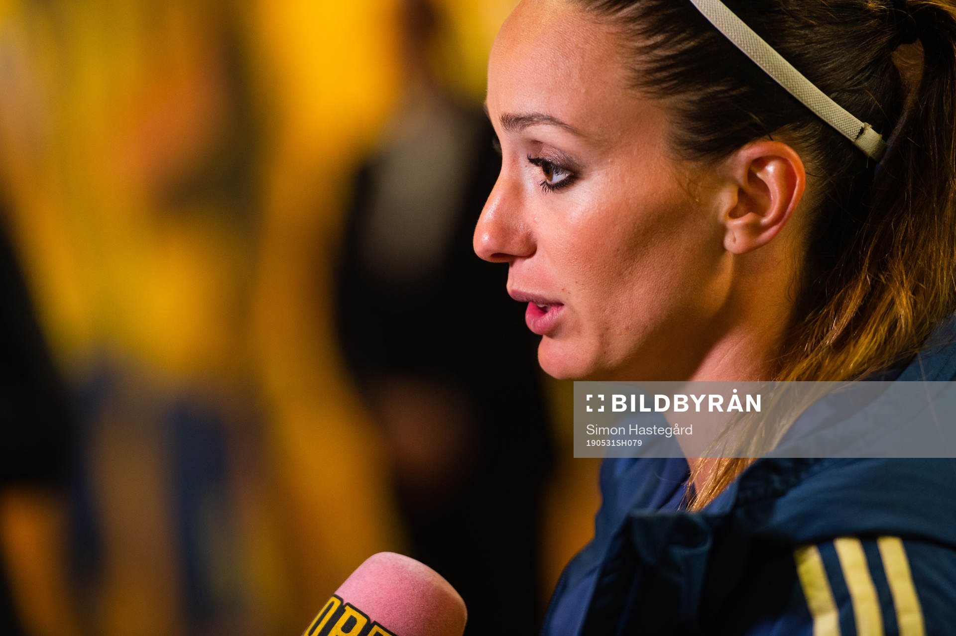 Kosovare Asllani of Sweden in the mixed zone after the women’s international friendly football match between Sweden and South Korea on May 31, 2019 in Göteborg.