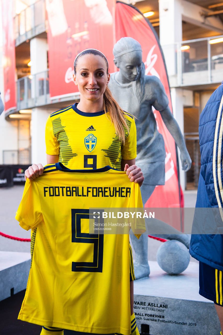 Kosovare Asllani of Sweden poses for a portrait next to a