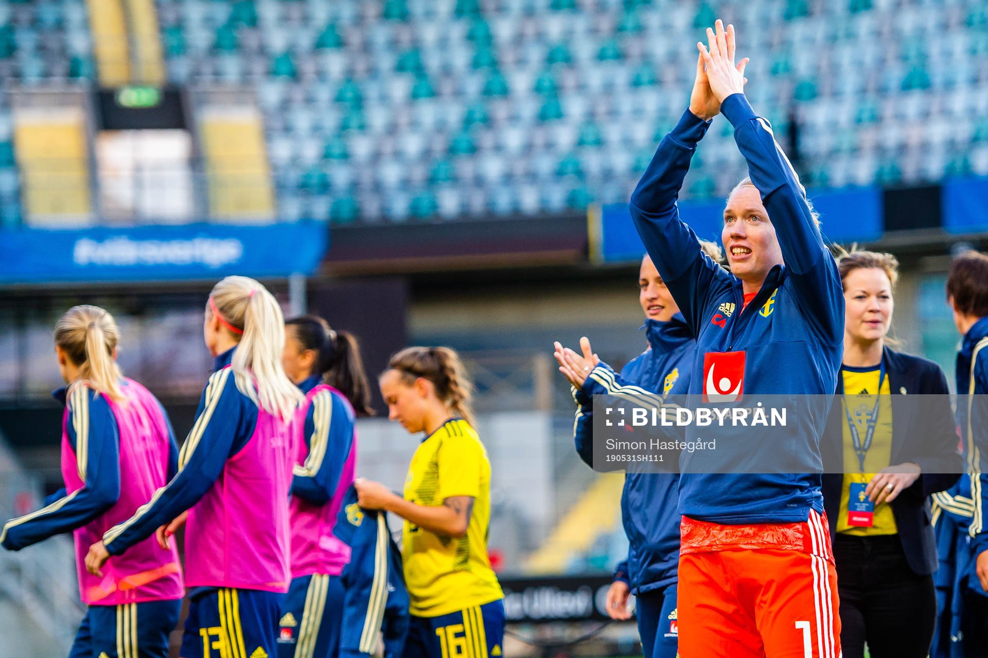 Goalkeeper Hedvig Lindahl of Sweden celebrates