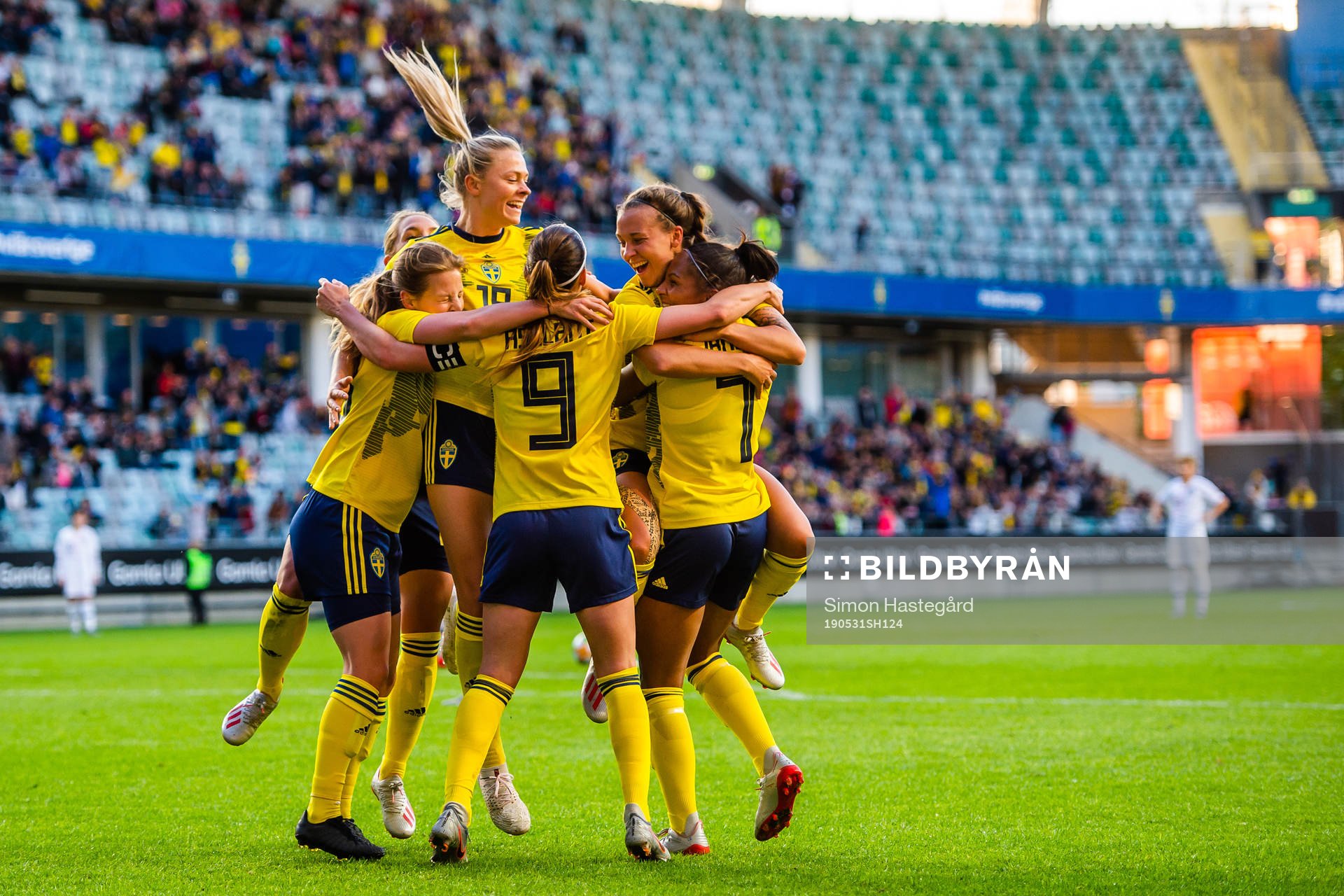 Madelen Janogy of Sweden celebrates with teammates