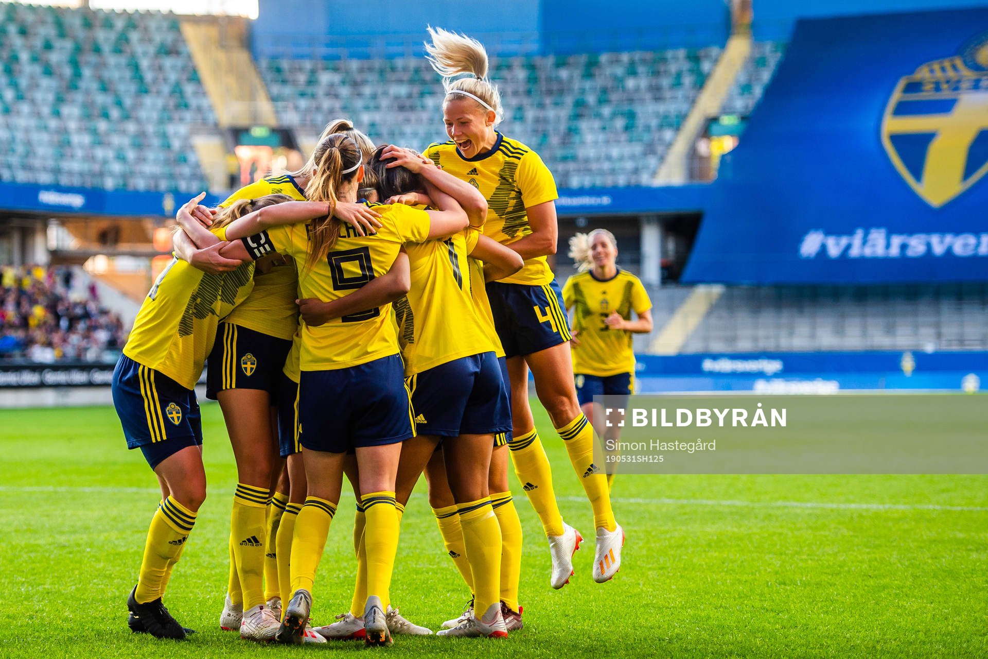 Madelen Janogy of Sweden celebrates with teammates