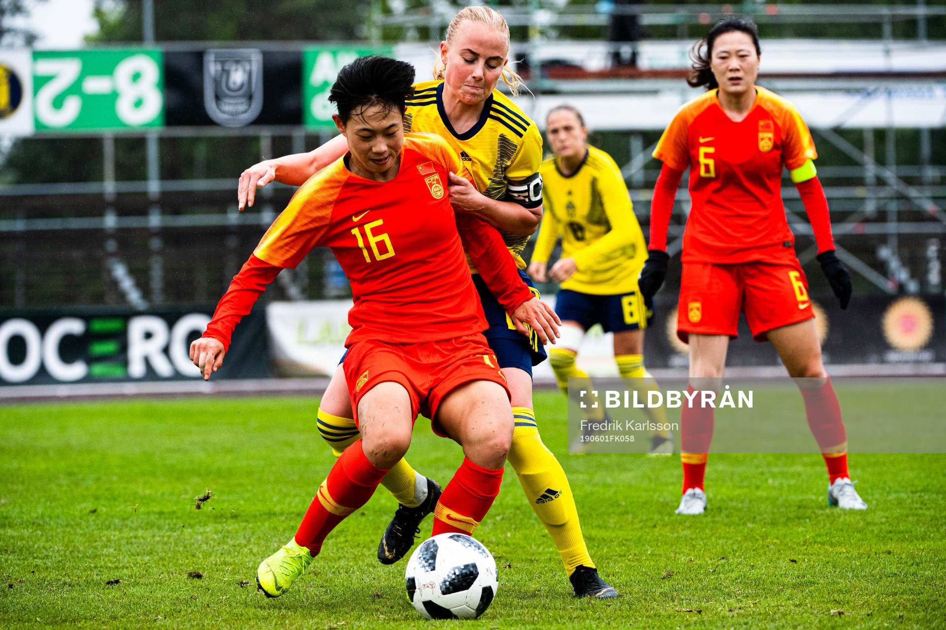 Sveriges Ebba Wieder under fotbollsmatchen U23 dam mellan Sverige och Kina den 1 juni 2019 i Karlstad.