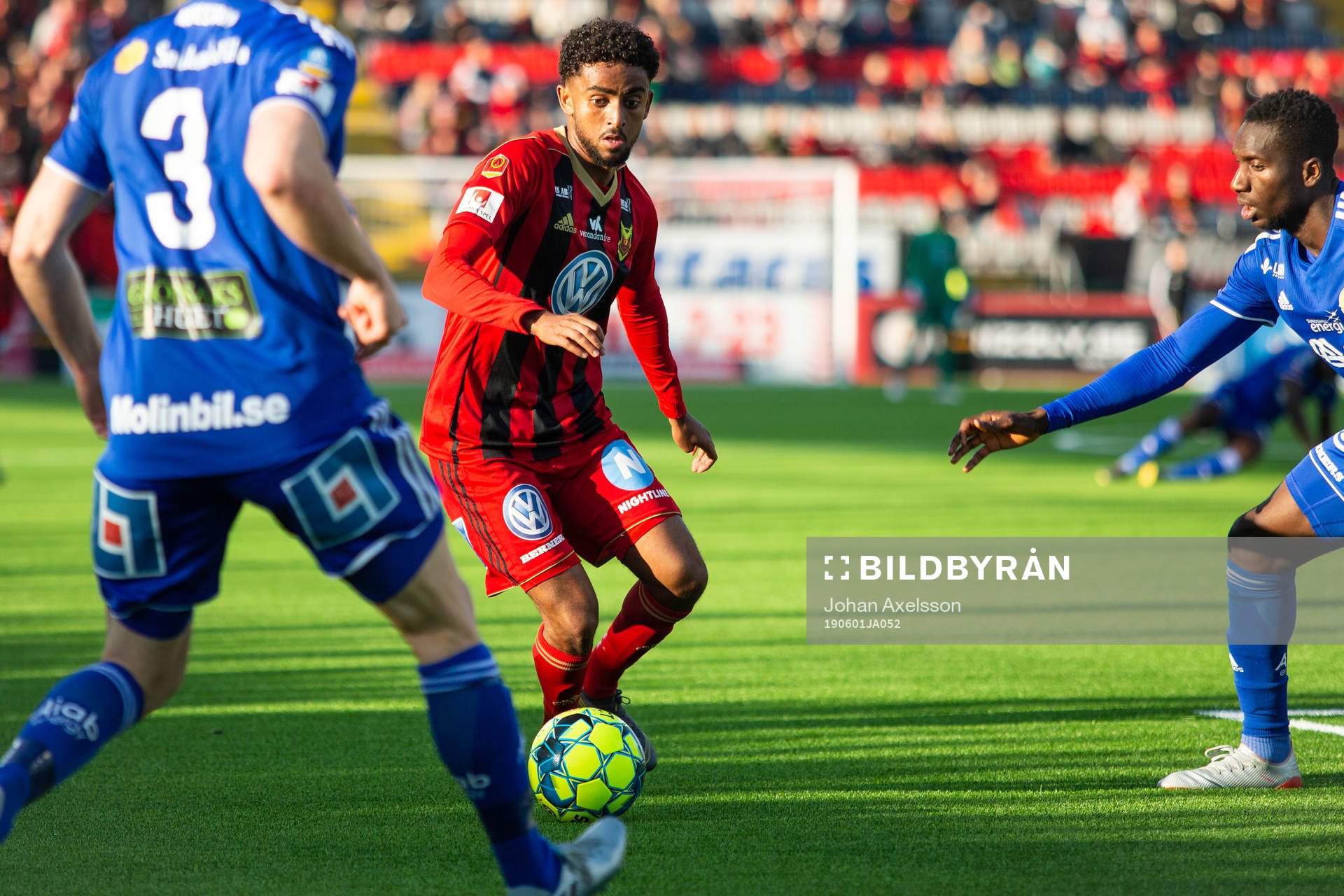 Östersunds Tesfaldet Tekie under fotbollsmatchen i Allsvenskan mellan Östersund och GIF Sundsvall den 1 Juni 2019 i Östersund.