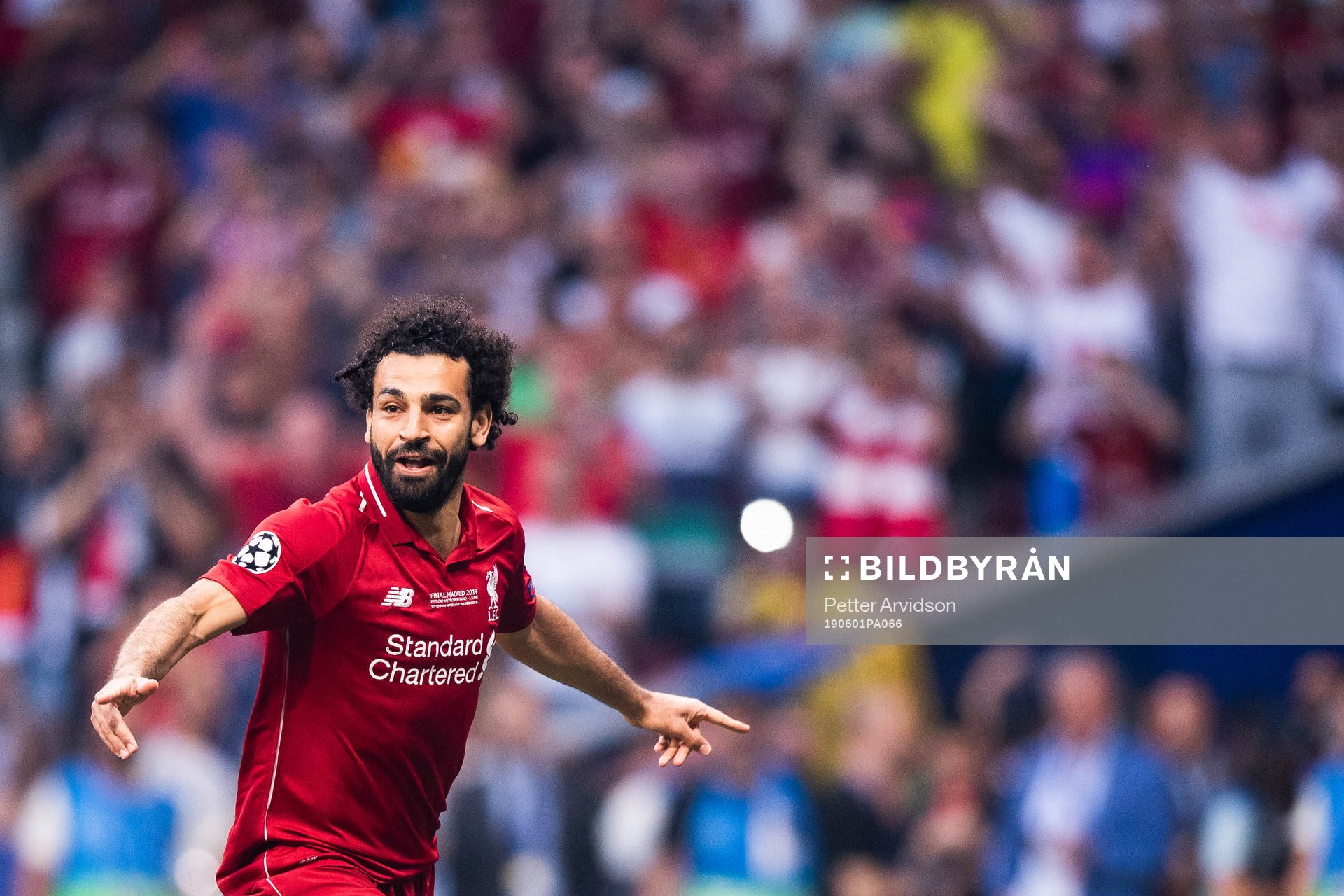 Mohamed Salah of Liverpool celebrates scoring 0-1