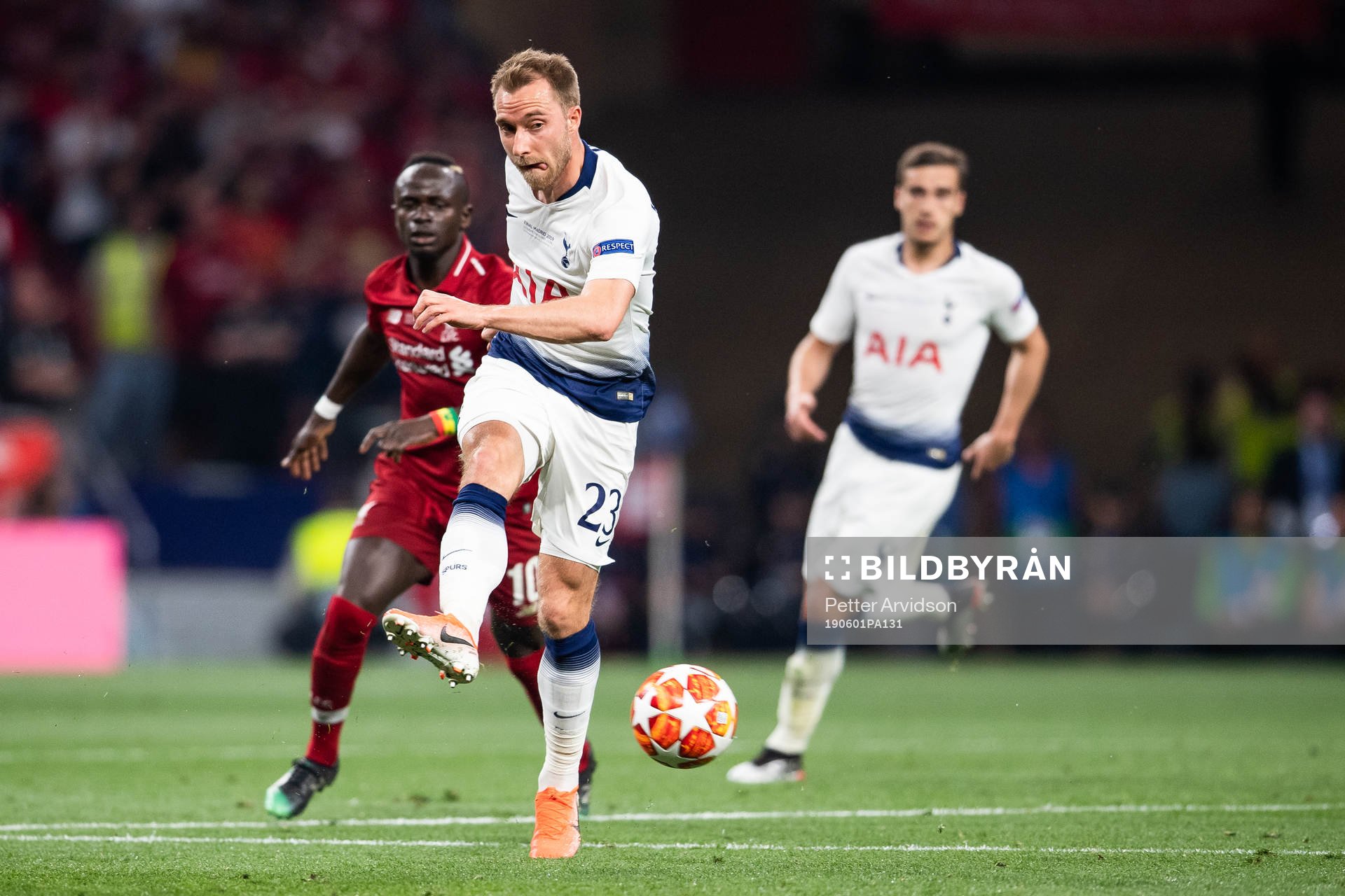 Christian Eriksen of Tottenham and Sadio Mane of Liverpool