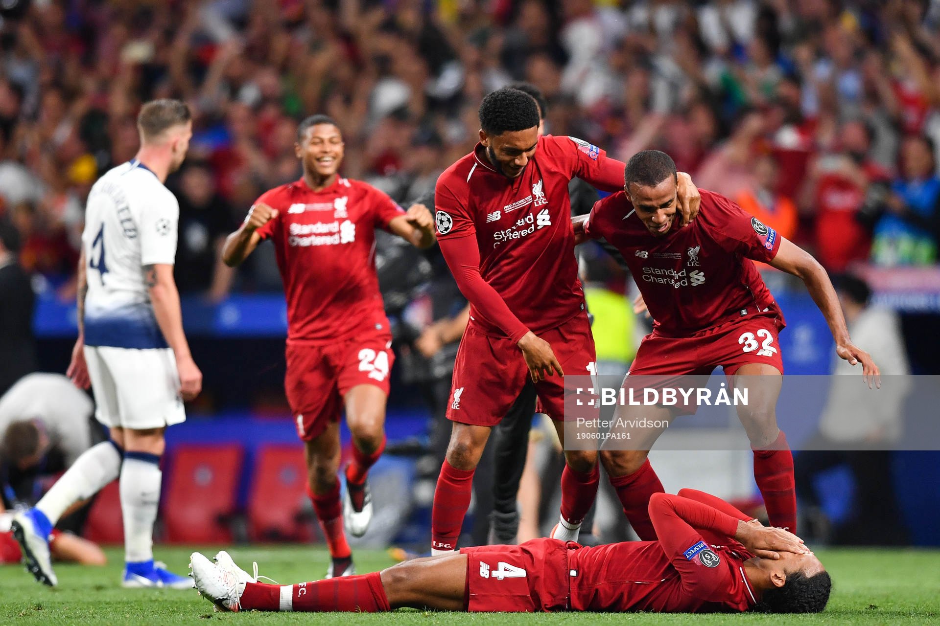 Joe Gomez, Joel Matip and Virgil van Dijk of Liverpool