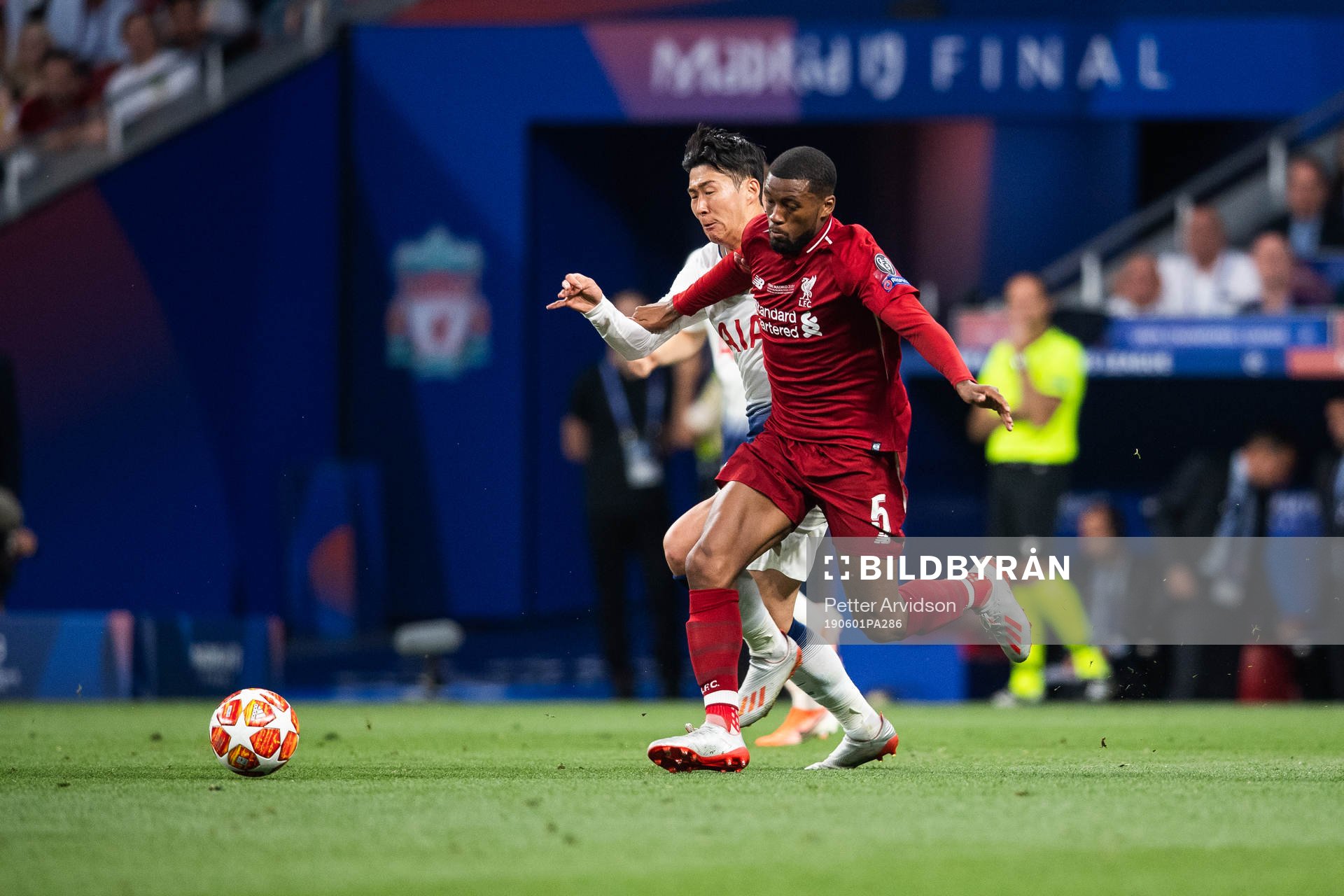 Heung-Min Son of Tottenham and Georginio Wijnaldum of