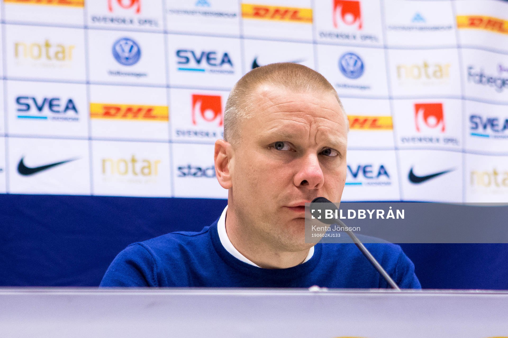 Hammarbys tränare Stefan Billborn på presskonferensen