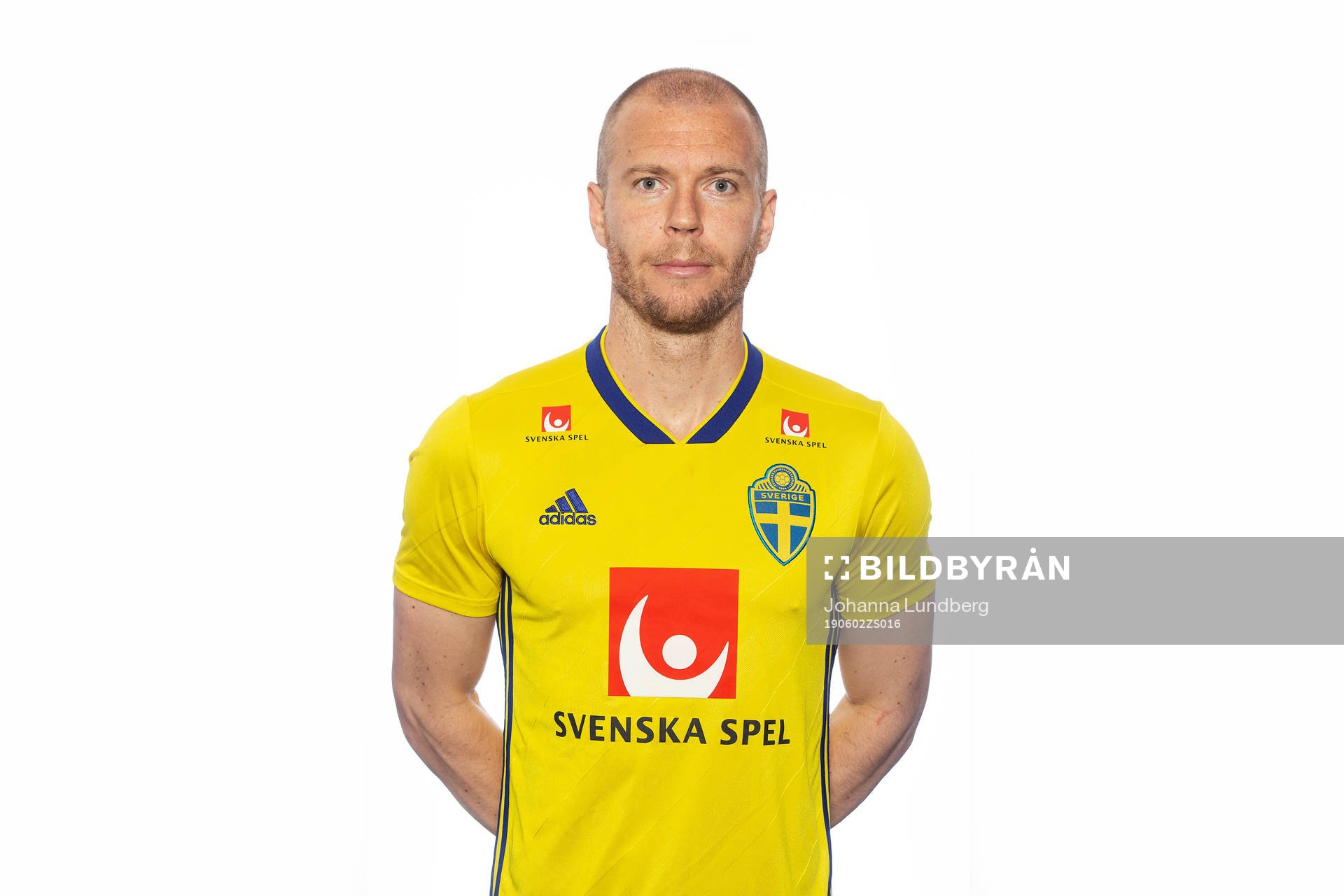 Per Karlsson of the Swedish national football team poses