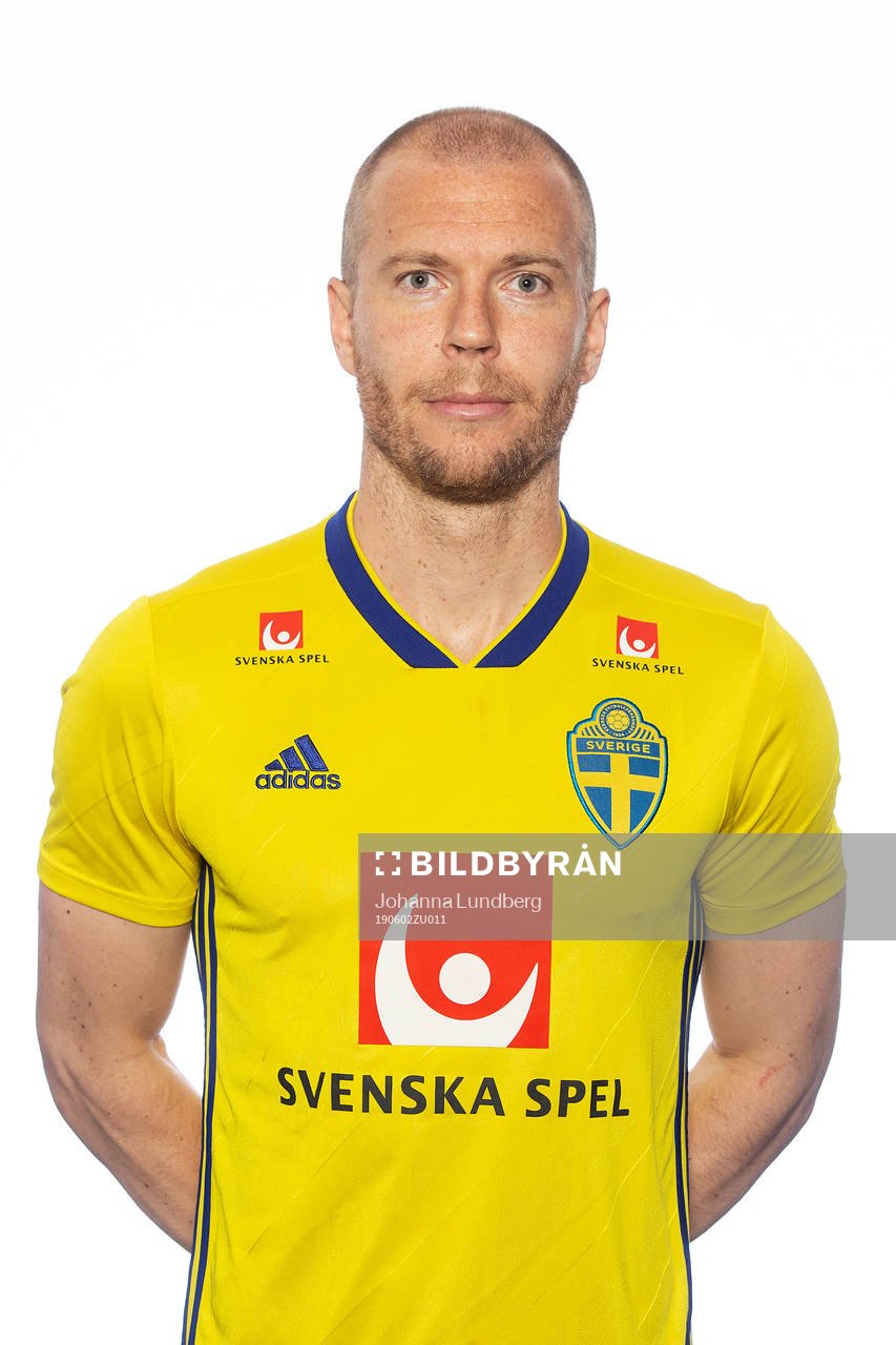 Per Karlsson of the Swedish national football team poses