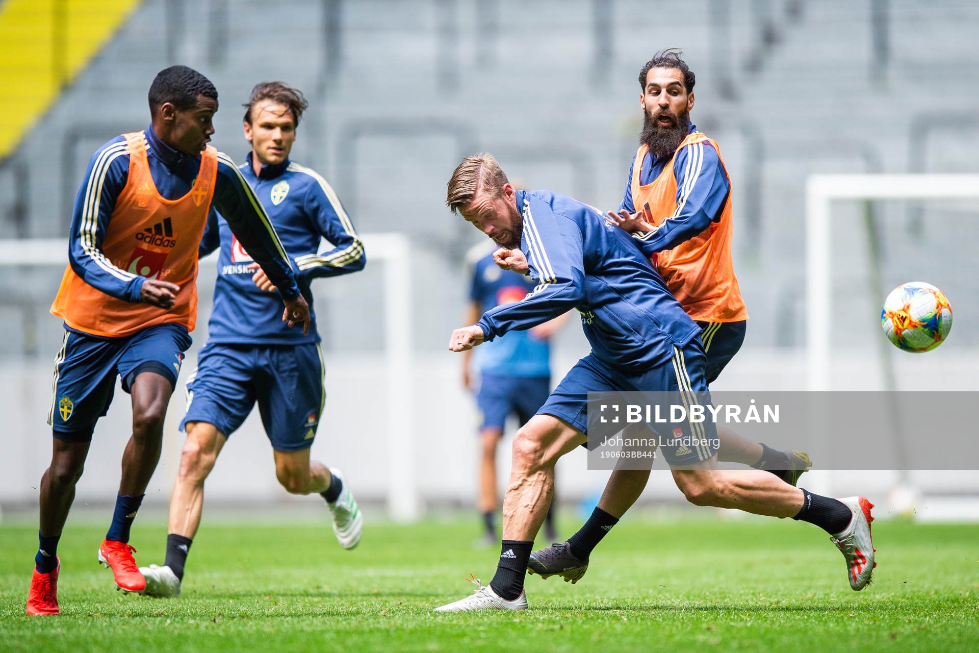 Alexander Isak, Pontus Jansson and Jimmy Durmaz of the