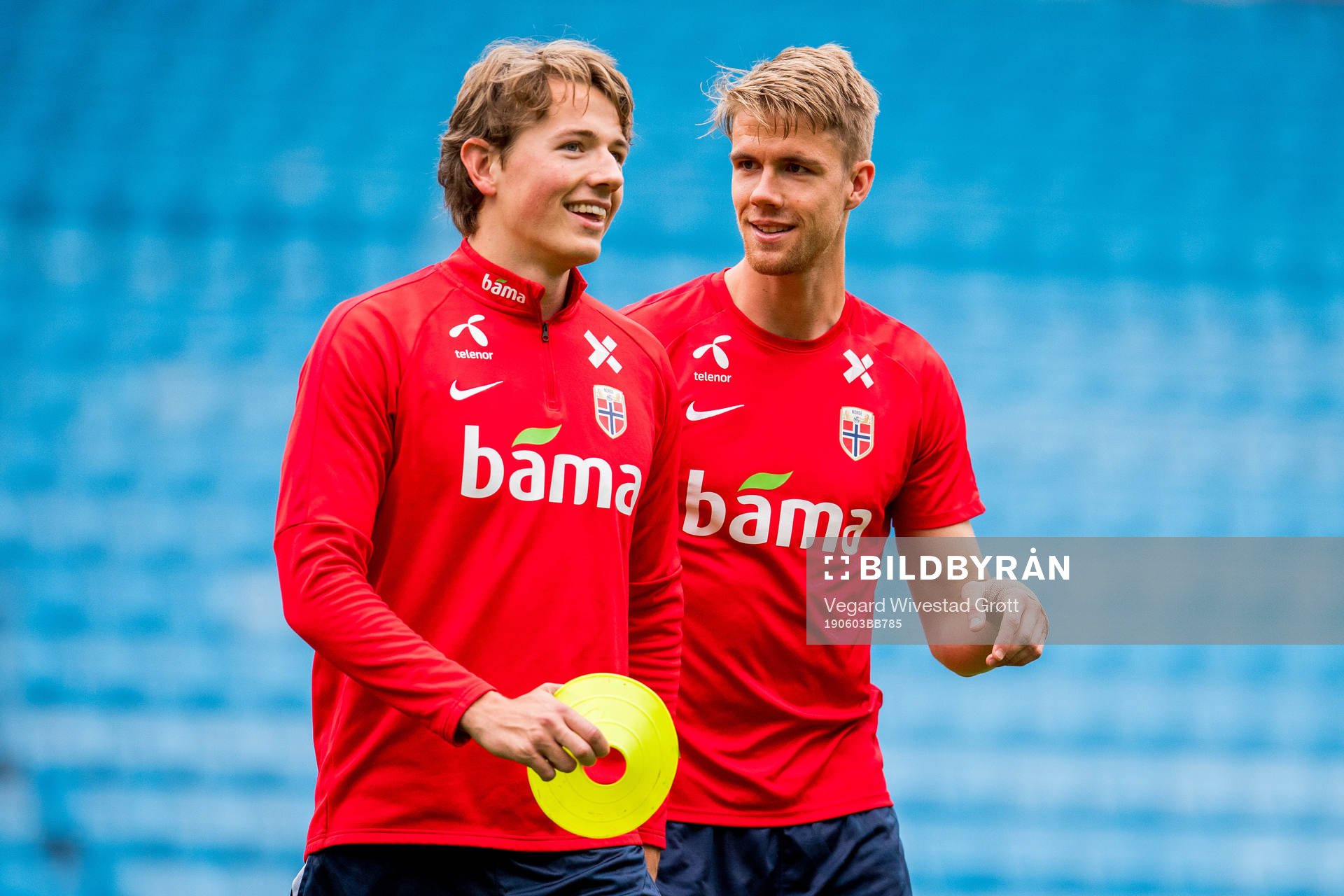 Sander Berge and Kristoffer Ajer of Norway