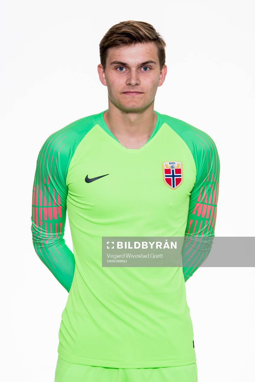 Goalkeeper Mads Hedenstad Christiansen of Norway poses for