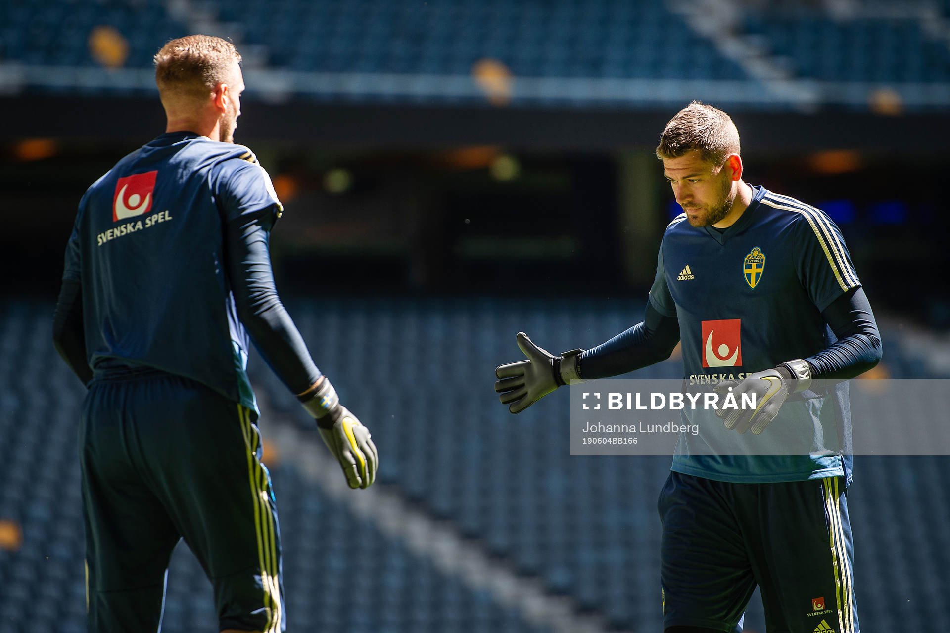 Goalkeepers Robin Olsen and Kristoffer Nordfeldt of the