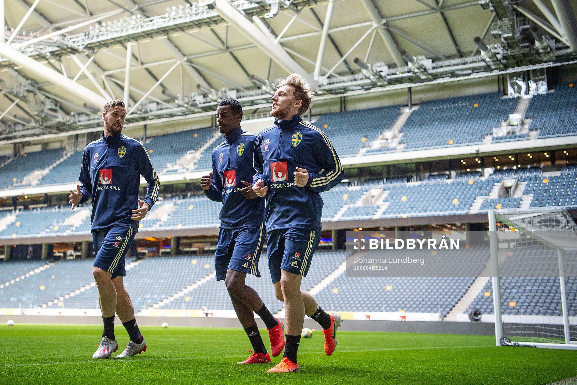 Pontus Jansson, Alexander Isak and Emil Forsberg of the