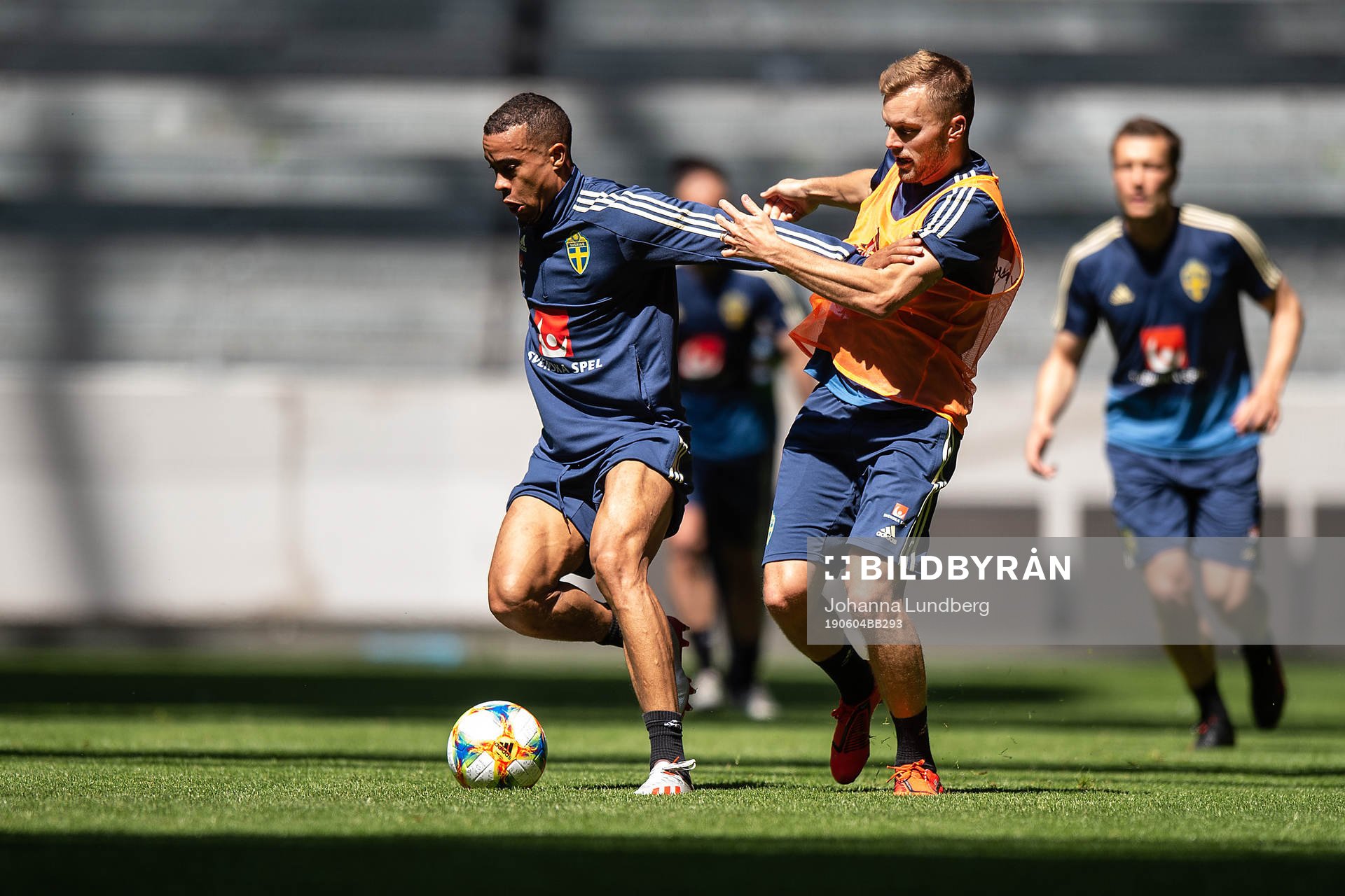 Robin Quaison and Sebastian Larsson of the Swedish national