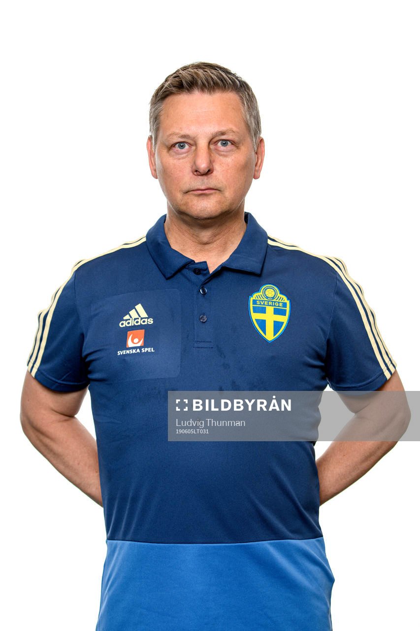 Lars-Erik Hemgren, team manager of the Swedish Under-21 national football team poses for a portrait on June 5, 2019 in Helsingborg.