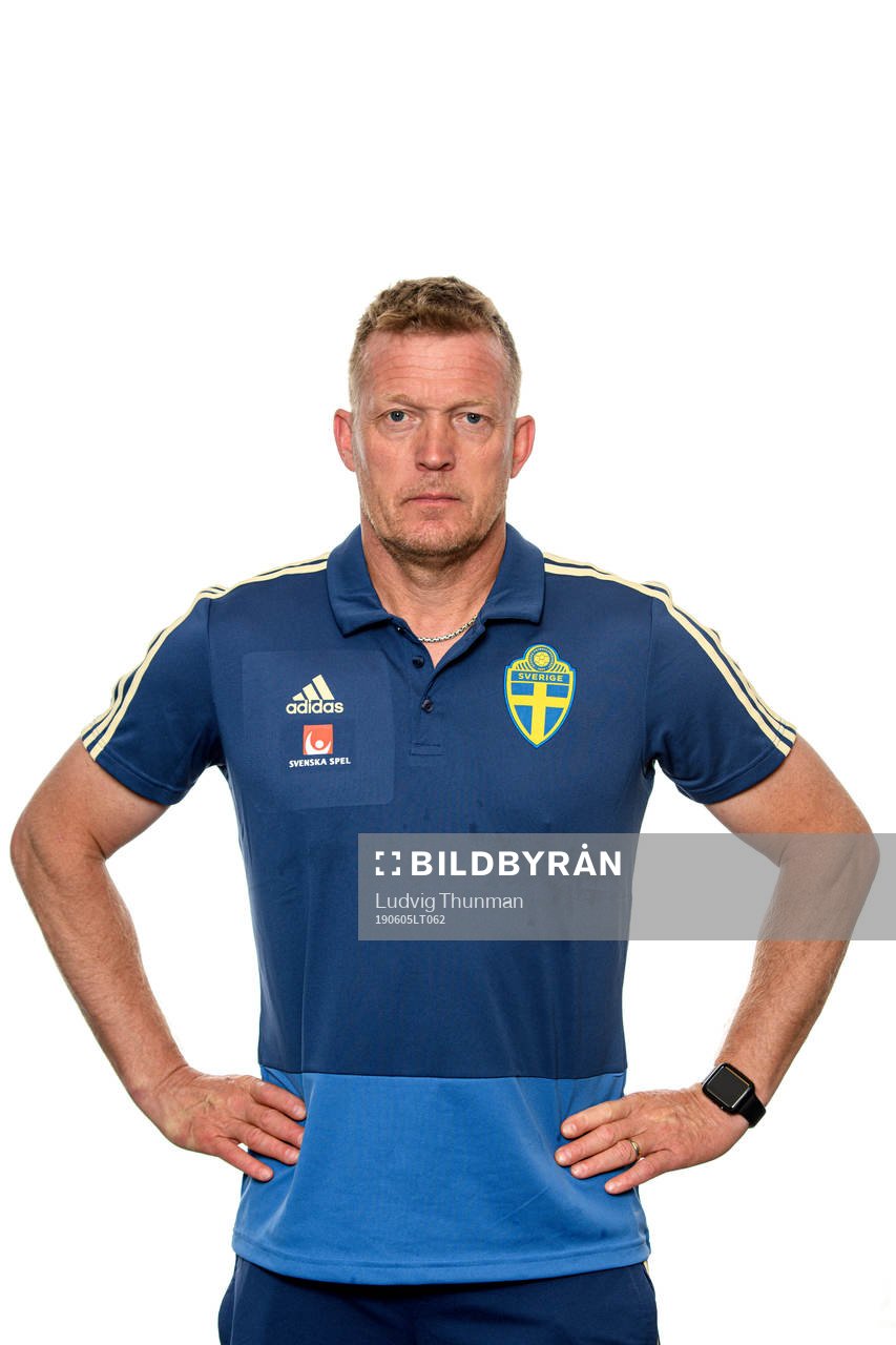 Leif Troedsson, goalkeeper coach of the Swedish Under-21 national football team poses for a portrait on June 5, 2019 in Helsingborg.