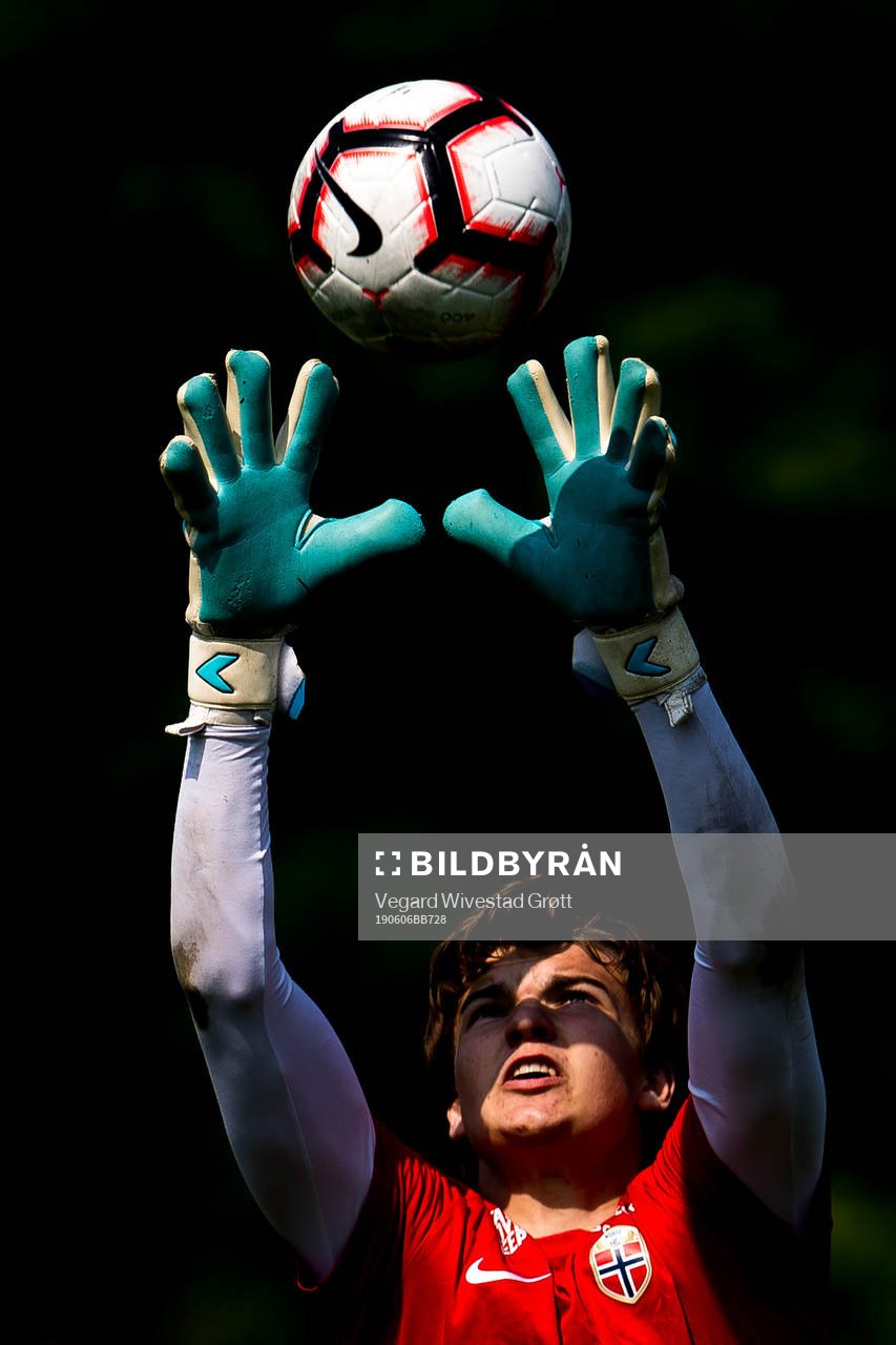 Goalkeeper Andreas Hippe Fagereng of Norway during a training session on June 6, 2019 in Tønsberg.