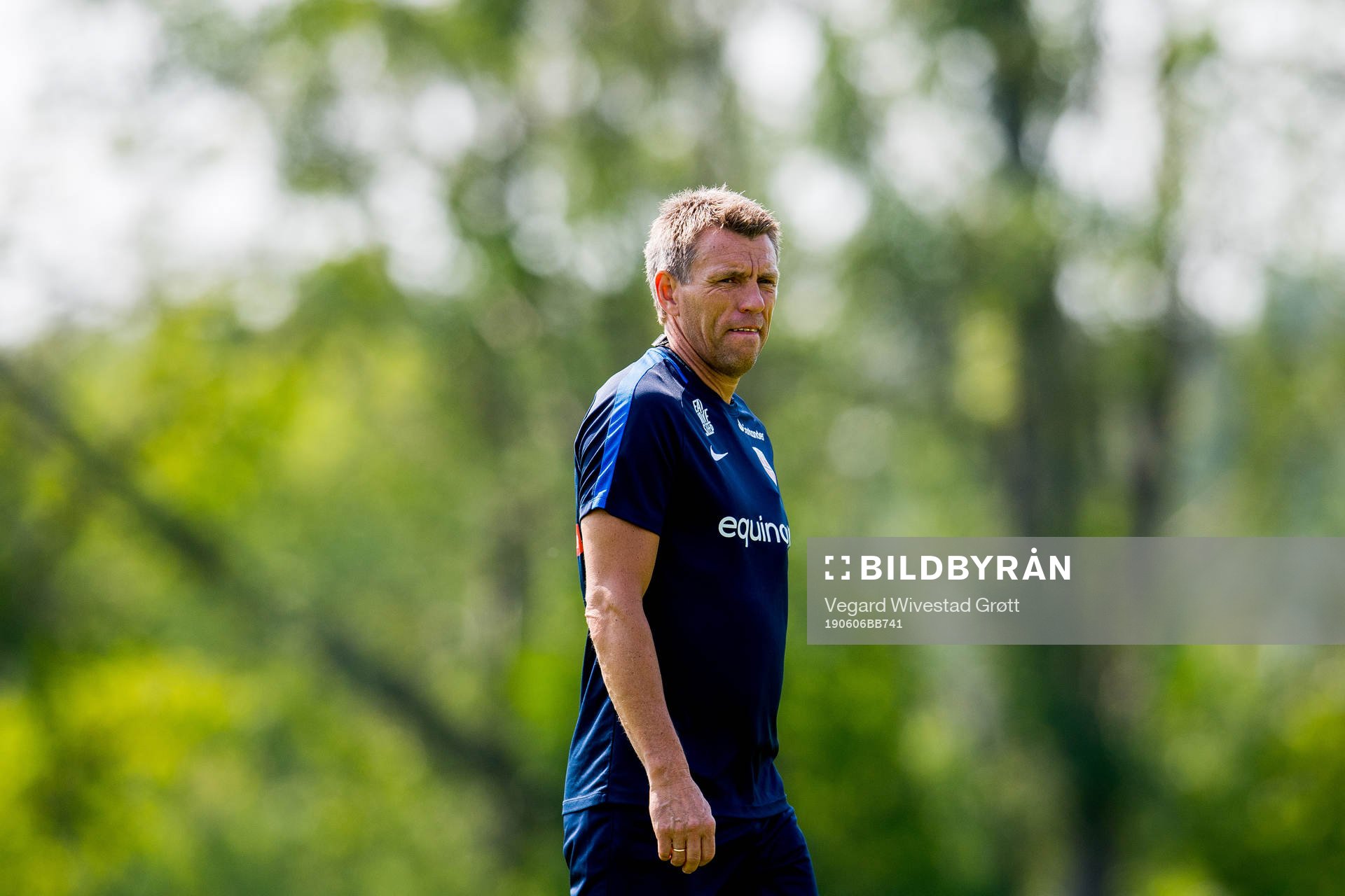 Gunnar Halle, head coach of Norway G19, during a training session on June 6, 2019 in Tønsberg.