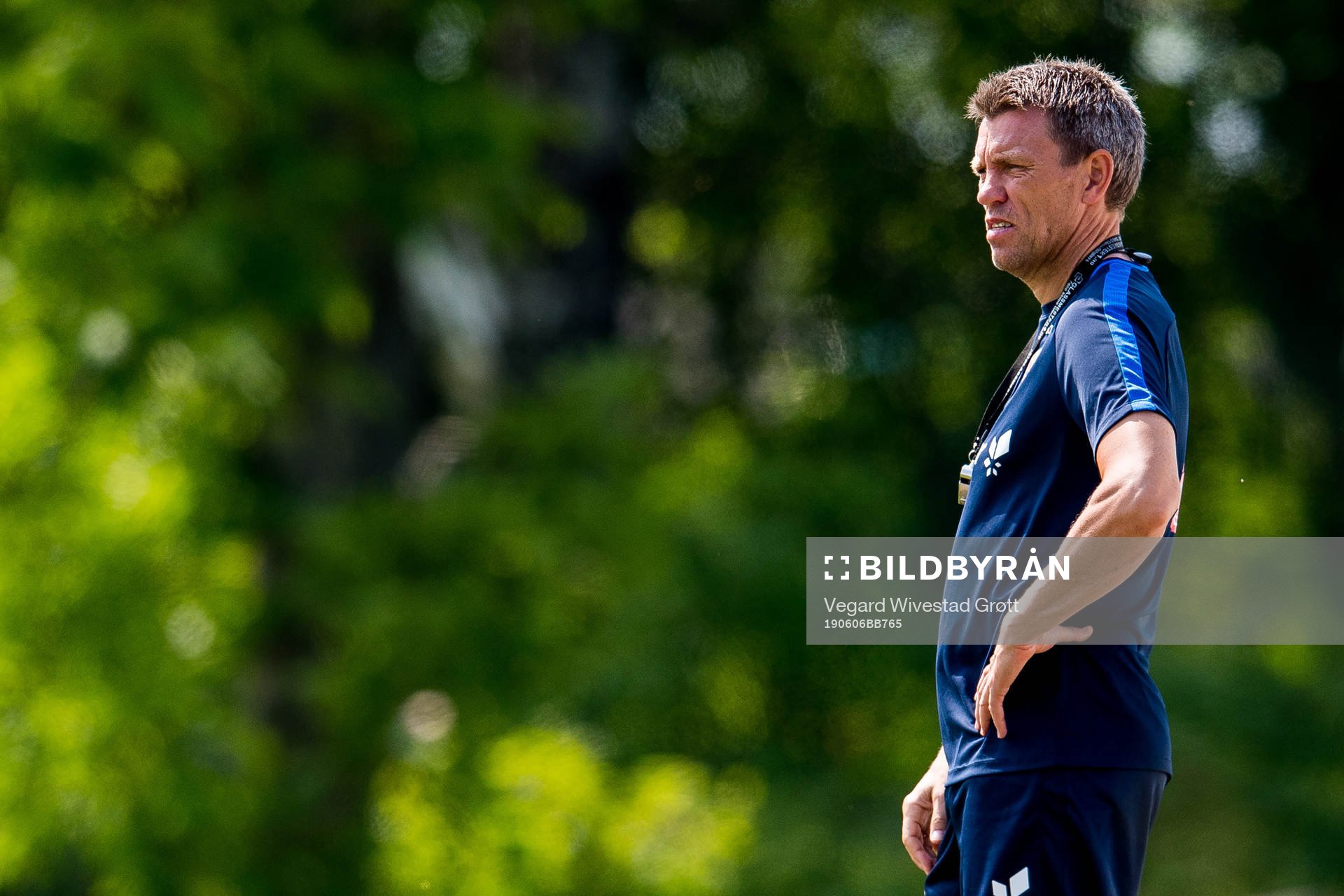 Gunnar Halle, head coach of Norway G19, during a training session on June 6, 2019 in Tønsberg.