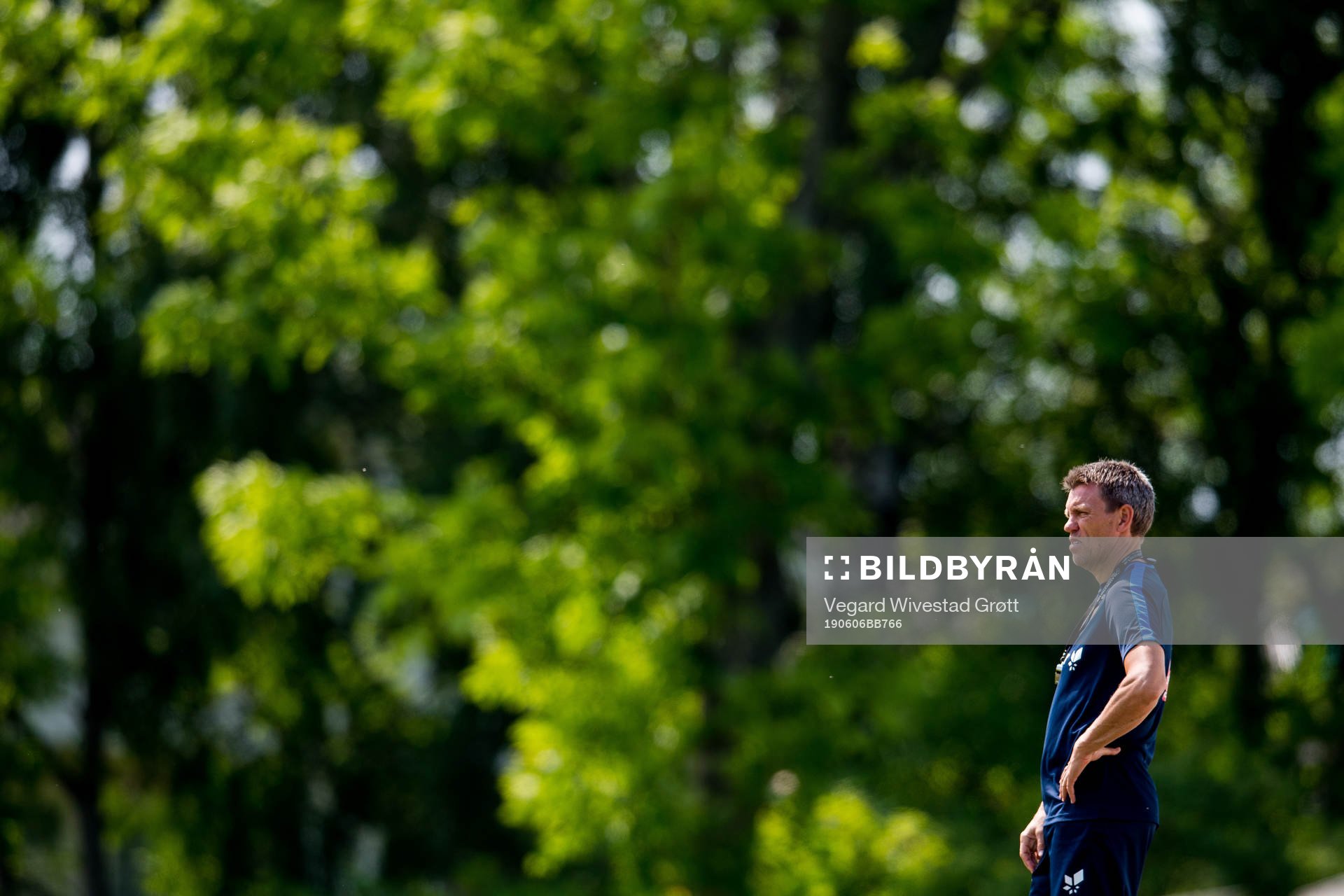 Gunnar Halle, head coach of Norway G19, during a training session on June 6, 2019 in Tønsberg.