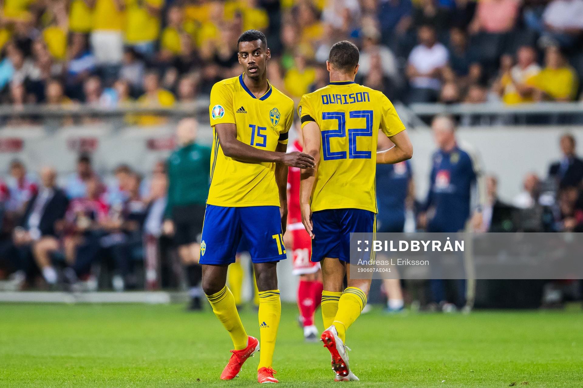 Alexander Isak and Robin Quaison of Sweden