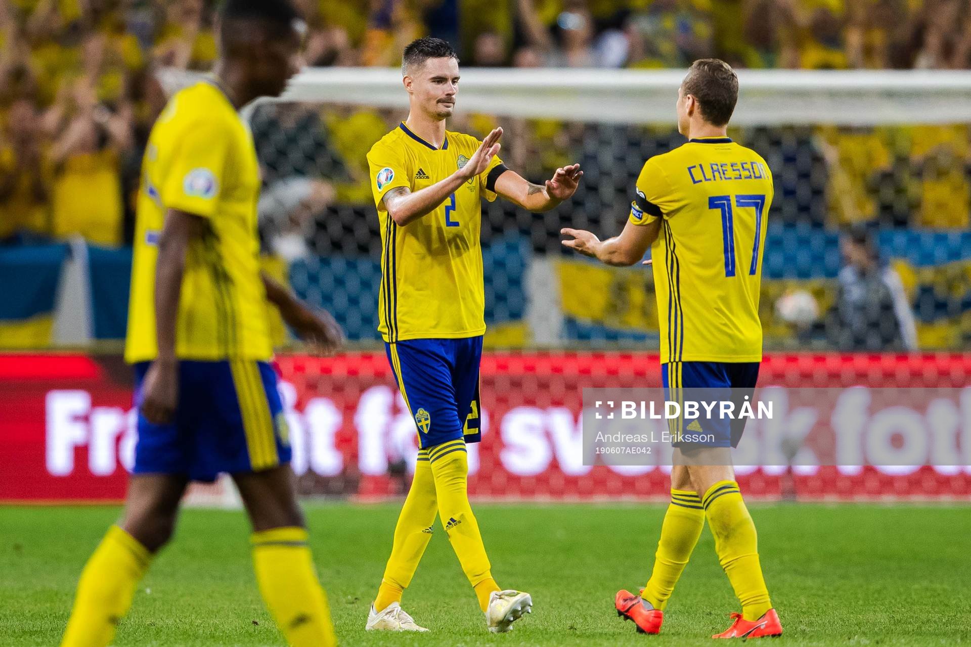 Mikael Lustig and Viktor Claesson of Sweden celebrate