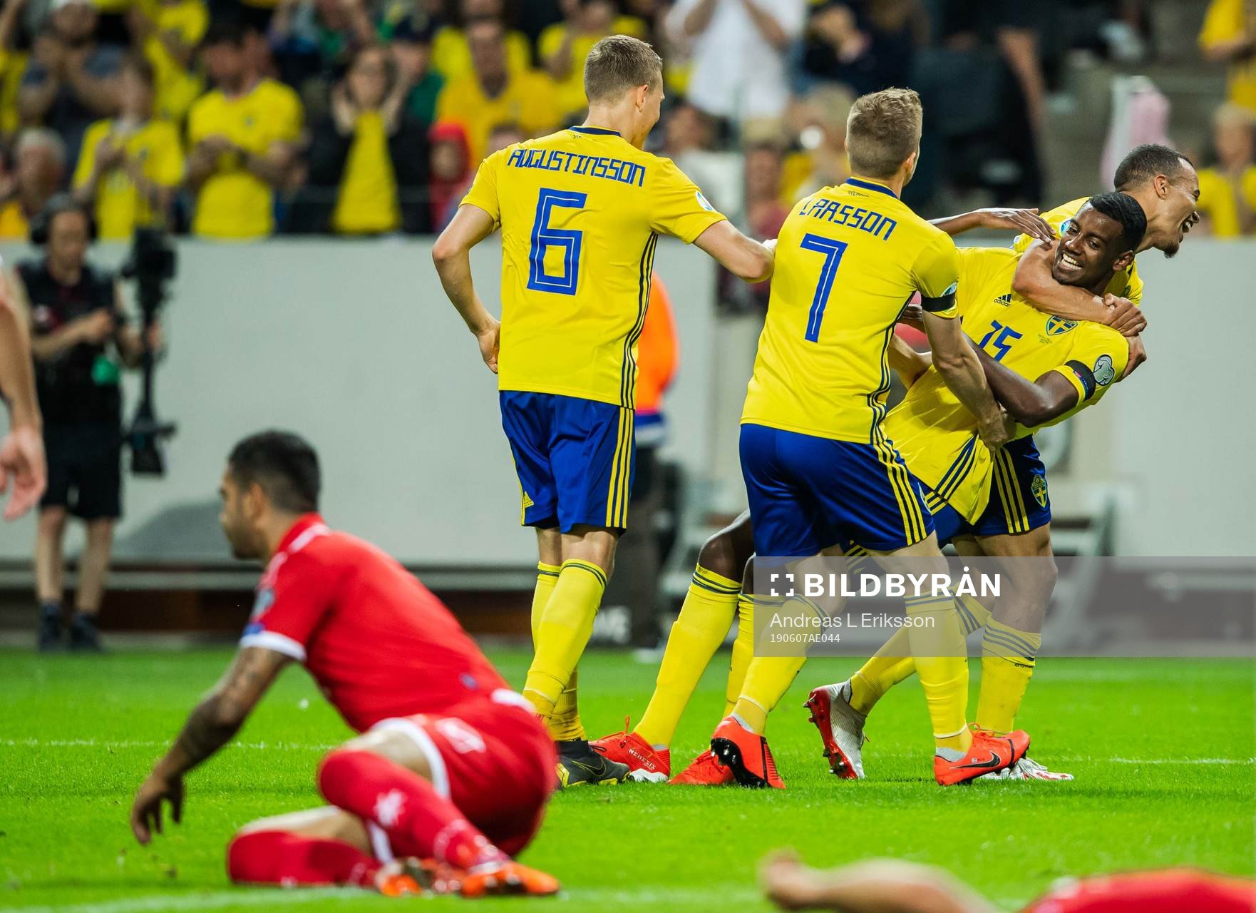 Ludwig Augustinsson, Sebastian Larsson and Robin Quaison