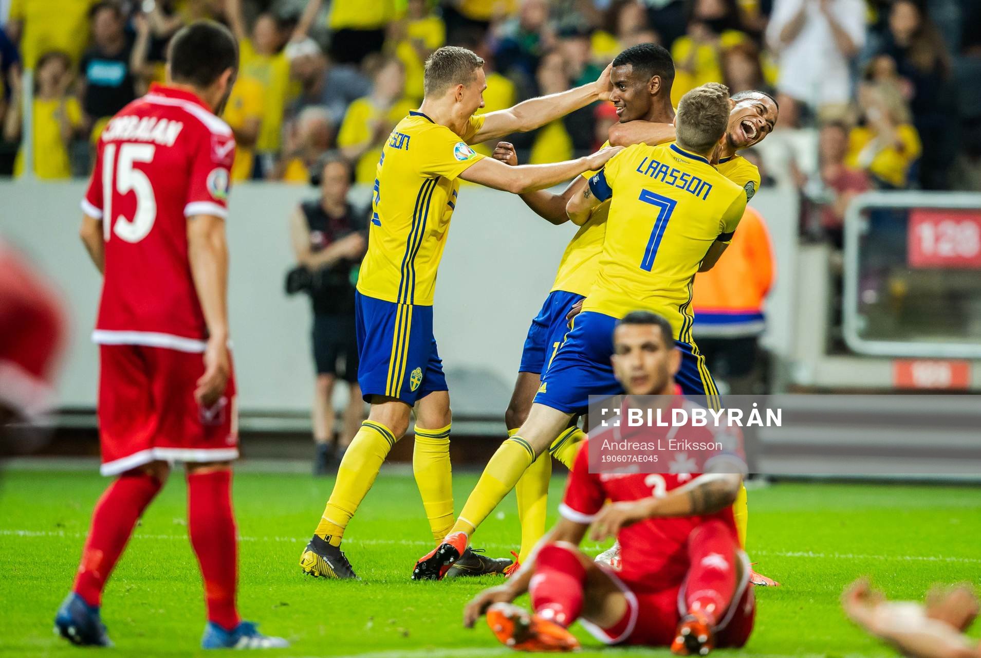 Ludwig Augustinsson, Sebastian Larsson and Robin Quaison