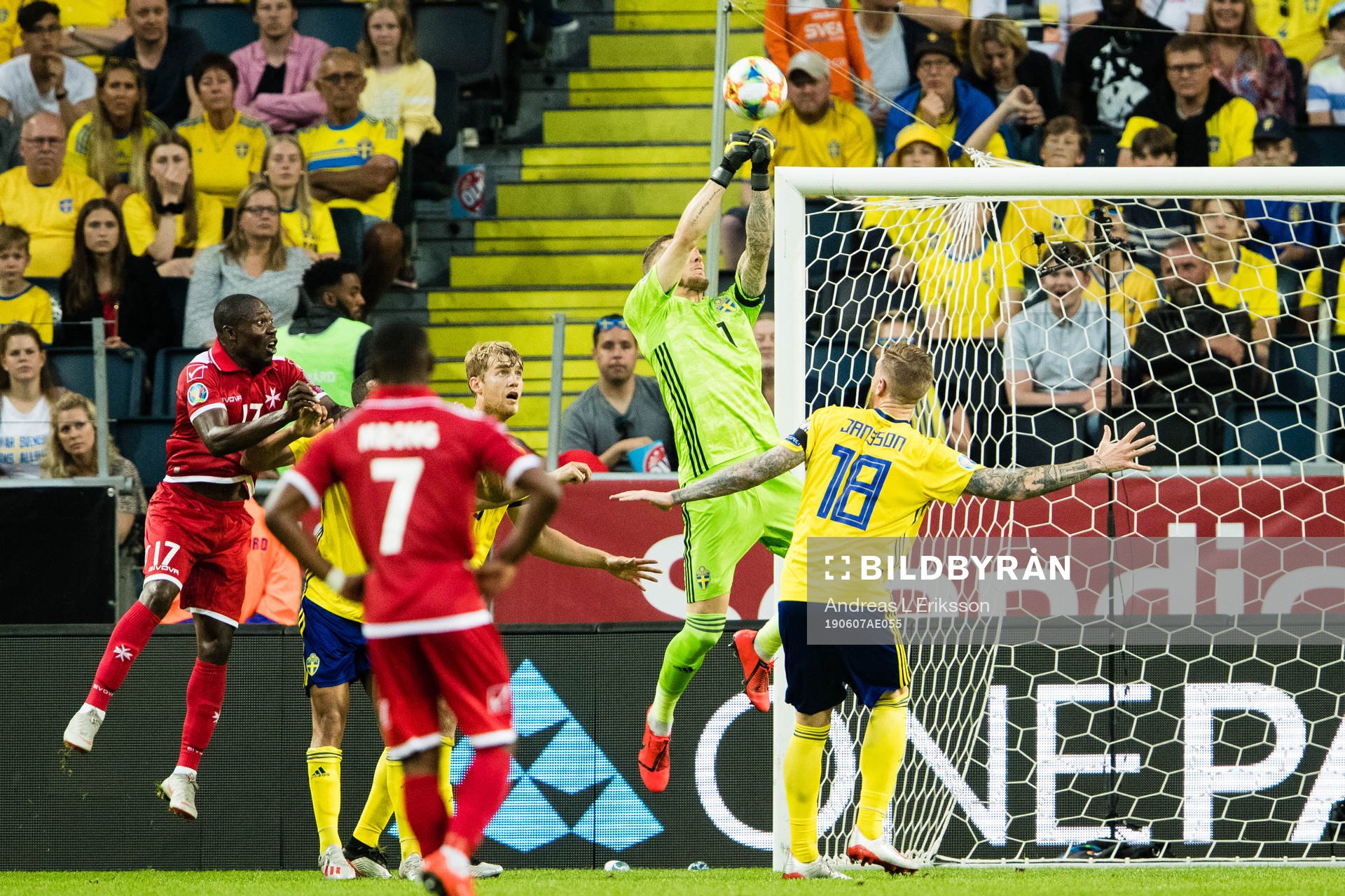 of Sweden goalkeeper Robin Olsen with a save