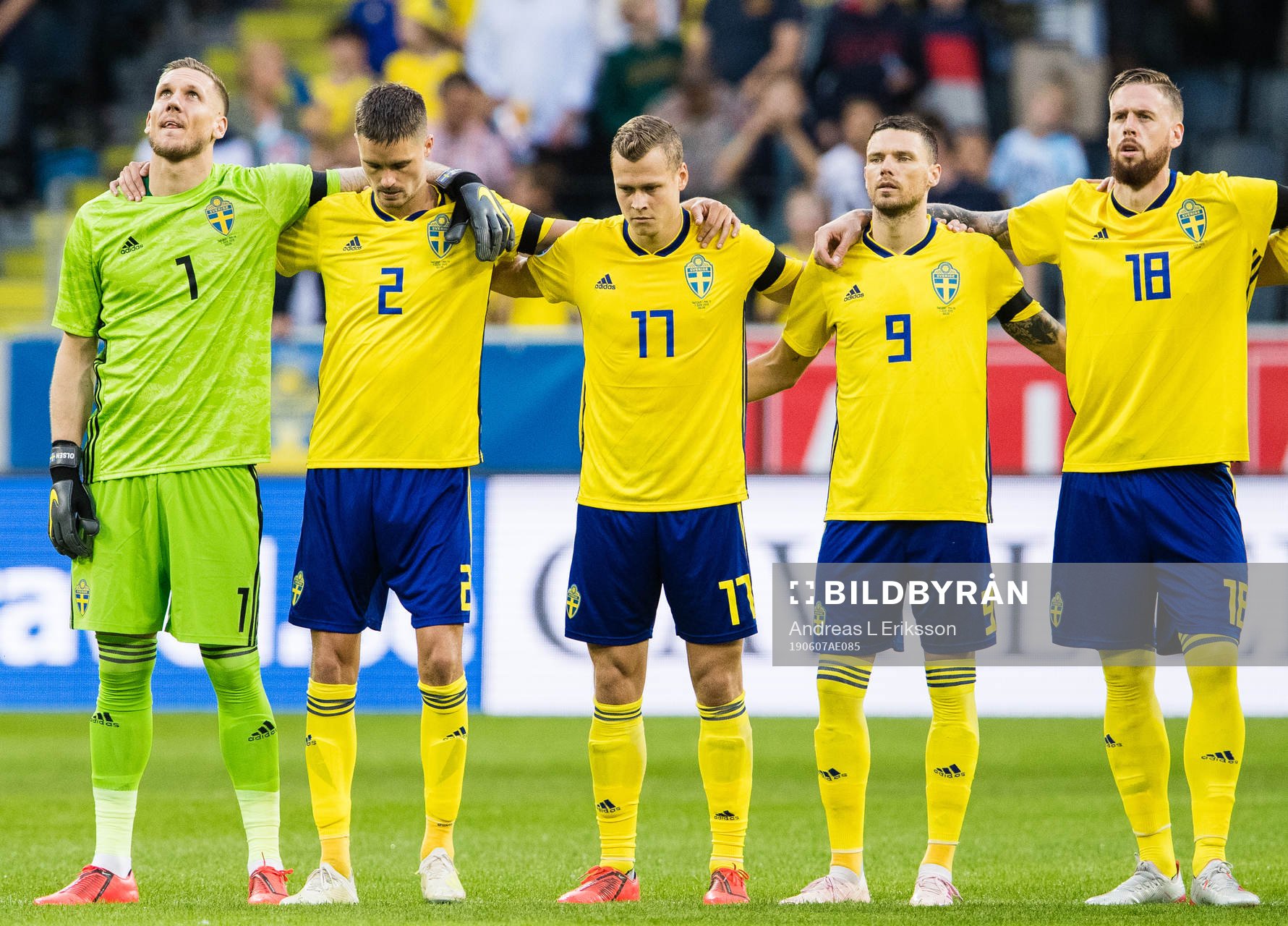 Goalkeeper Robin Olsen, Mikael Lustig, Viktor Claesson,