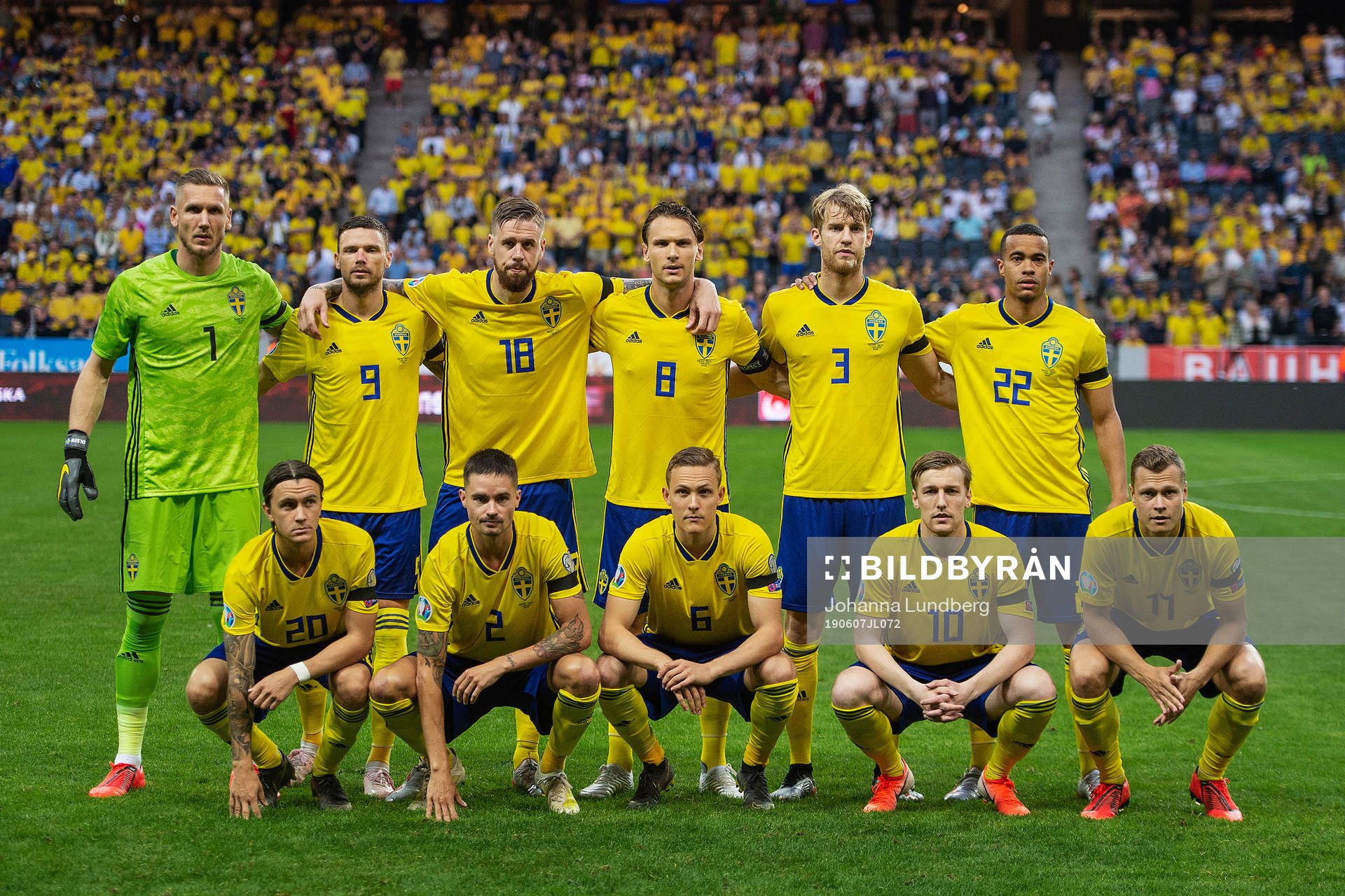 Goalkeeper Robin Olsen, Marcus Berg, Pontus Jansson, Albin