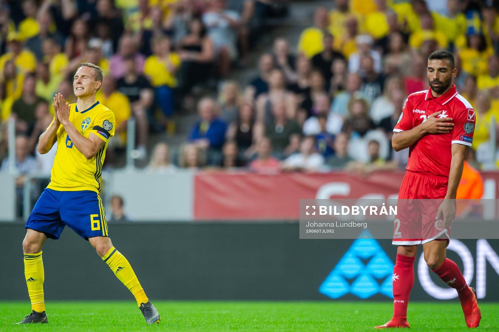 Ludwig Augustinsson of Sweden looks dejected