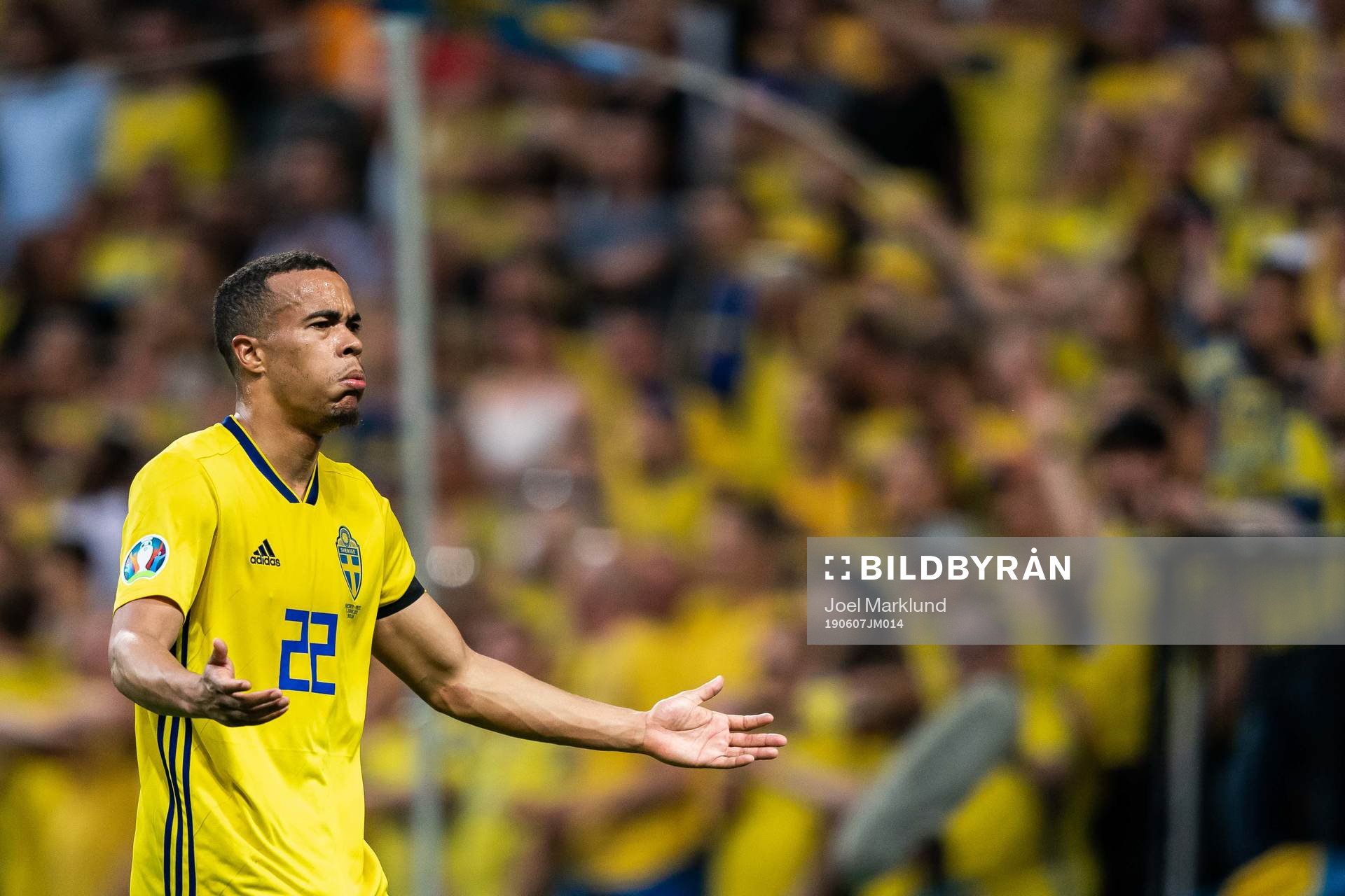 Robin Quaison of Sweden reacts