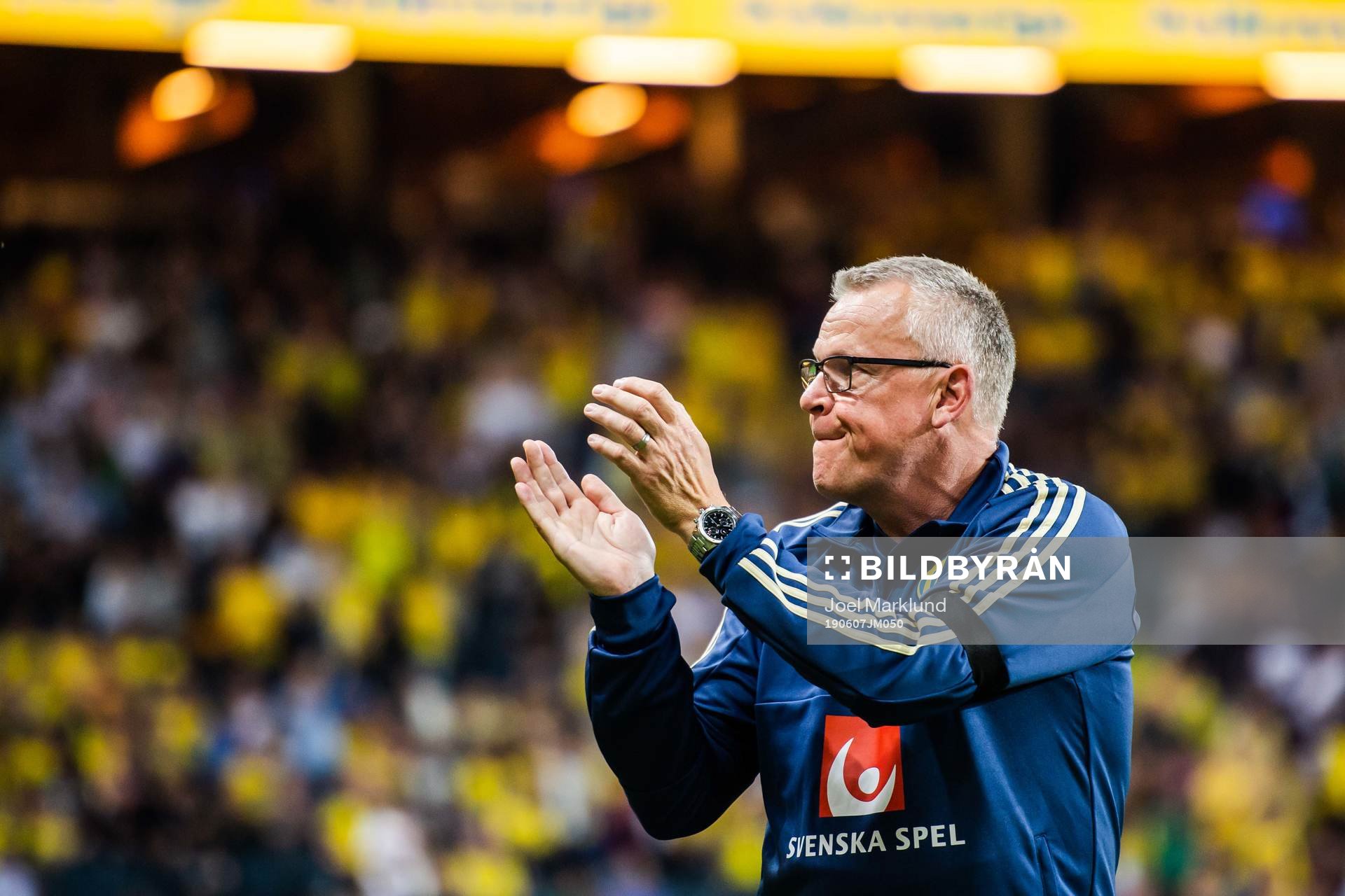 head coach Janne Andersson of Sweden celebrates