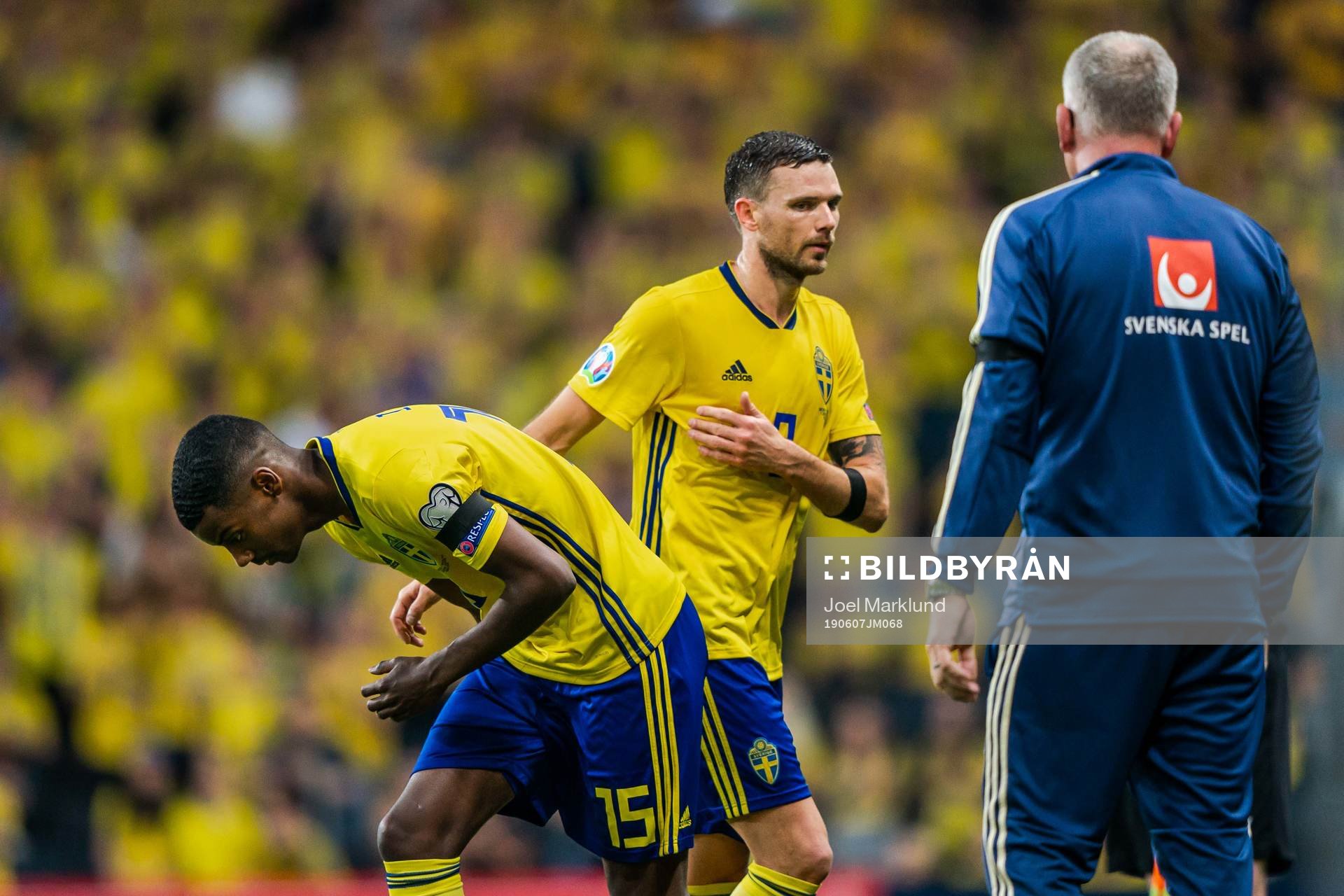 Marcus Berg changes with Alexander Isak of Sweden