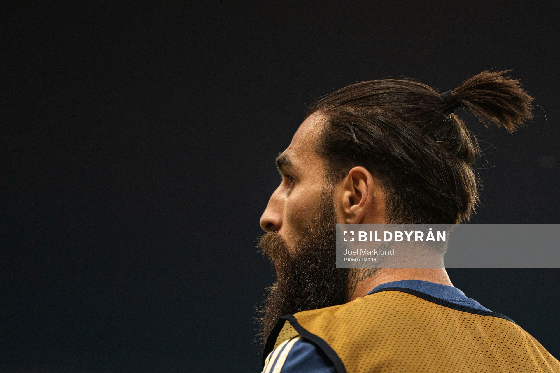 Jimmy Durmaz of Sweden with a tattoo saying Son of God