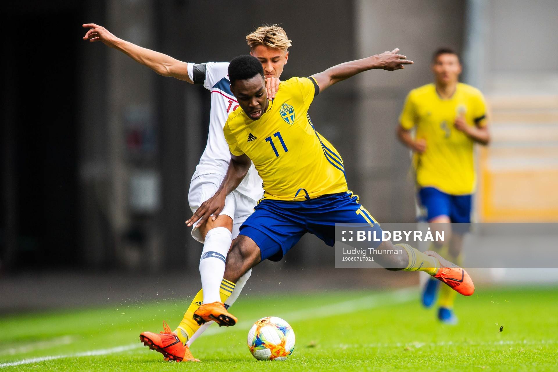 Dennis Johnsen of Norway and Joel Asoro of Sweden