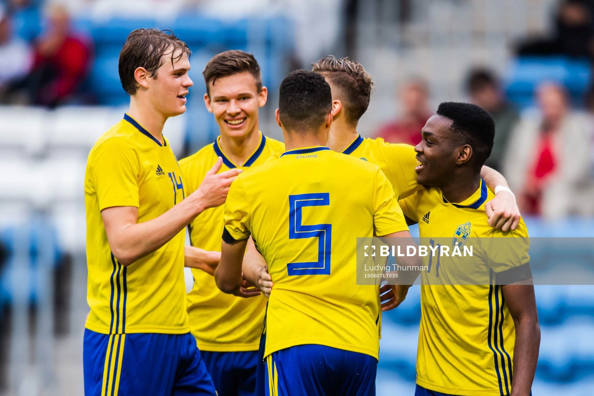 Hugo Andersson, Joel Asoro and Alexander Jallow of Sweden